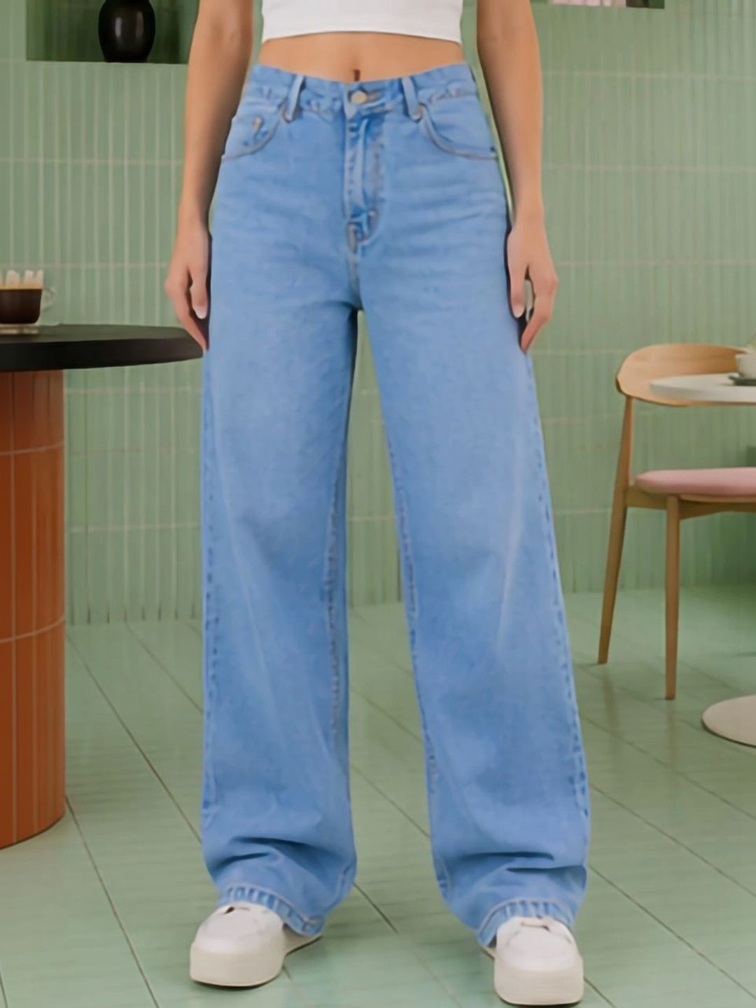 HERE&NOW Women Classic Straight Fit Mid-Rise Stretchable Jeans-picture-39