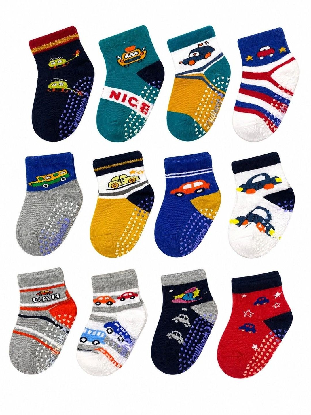 Nihvi Unisex Kids Pack of 4 Cotton Blend Assorted Patterned Ankle Length Socks-picture-17