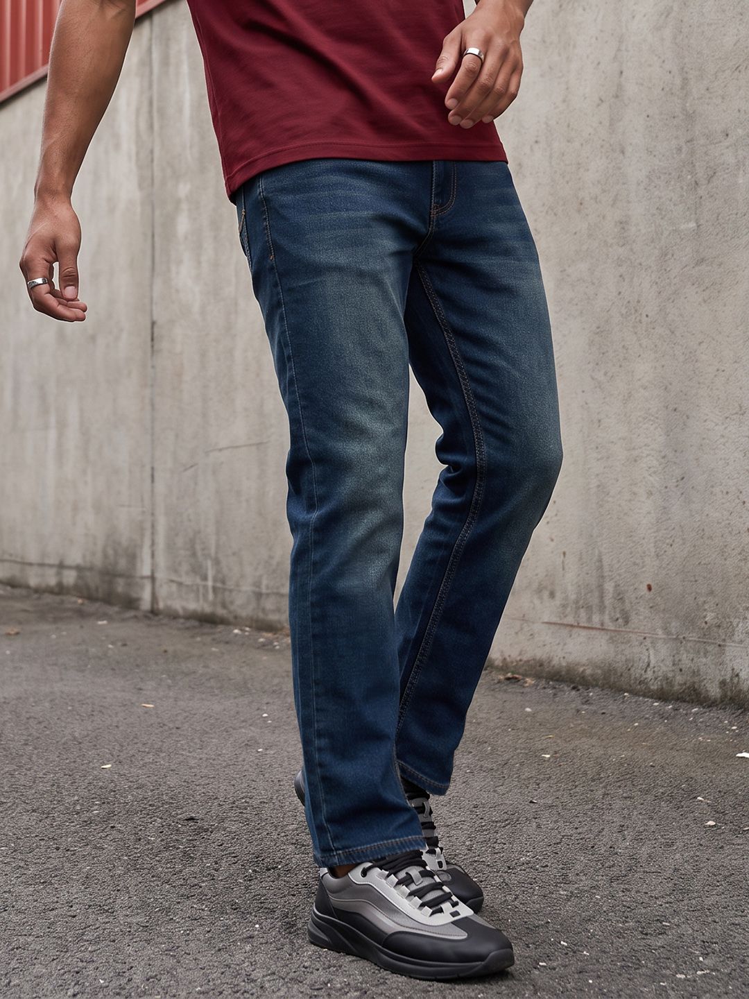 The Roadster Life Co. Men Slim Fit Heavy Fade Stretchable Jeans-picture-13