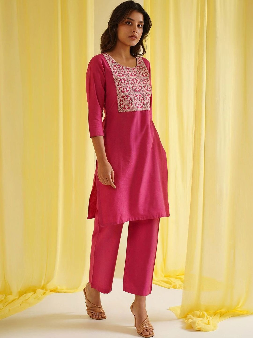 Anouk X fwd Women Ethnic Motifs Embroidered Regular Thread Work Kurta with Trousers-picture-13