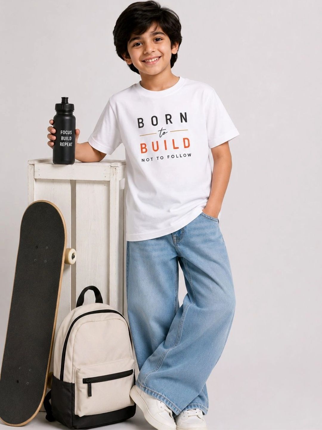 YAK YAK Boys Typography Printed Pure Cotton T-shirt-picture-44