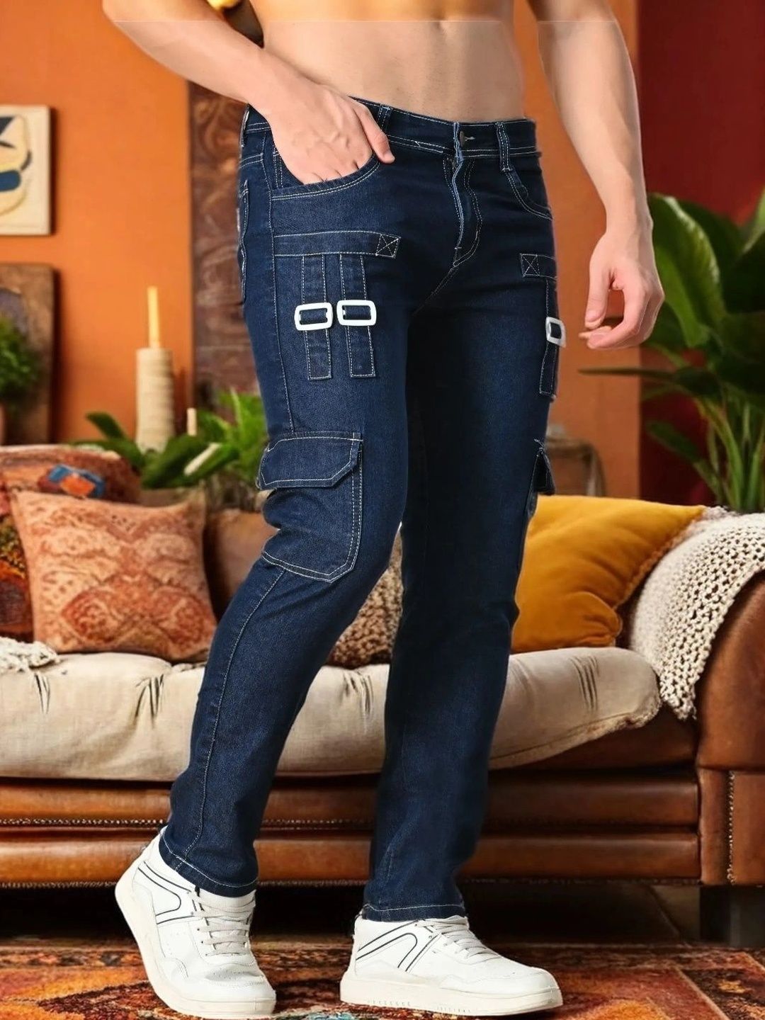 styhub Men Slim Fit Low-Rise Coated Jeans-picture-39