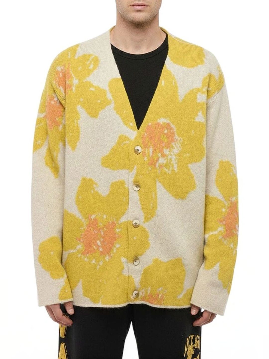 The Elder Statesman Men Floral Printed Woollen Cardigan-picture-58