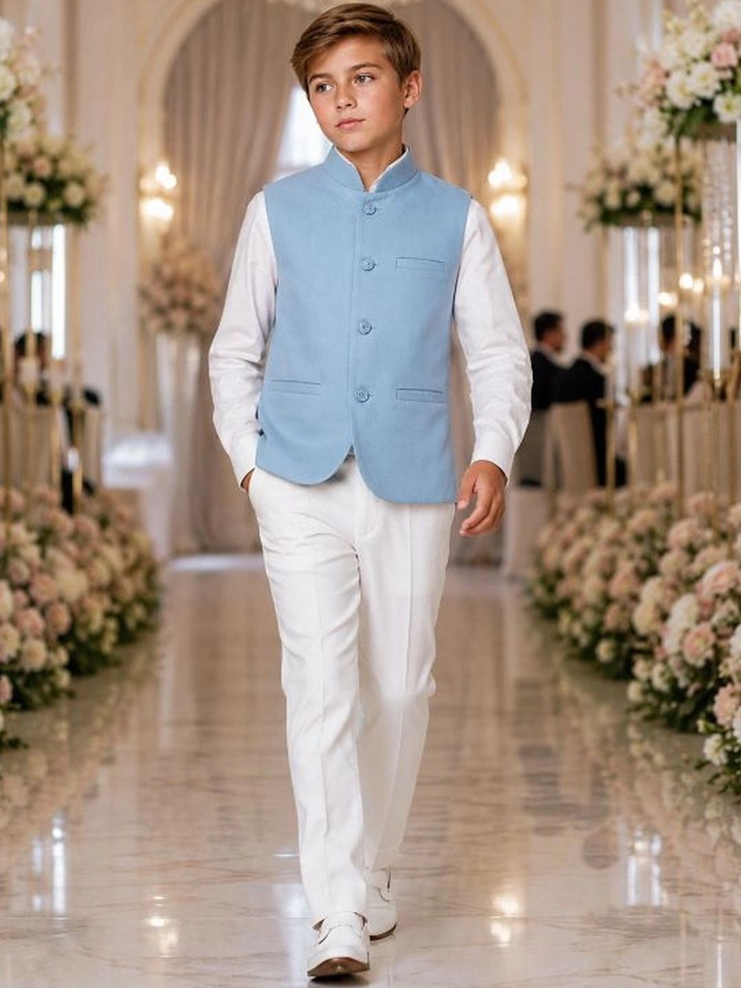 Sparklepop Boys Mandarin-Collar Woven Nehru Jackets-picture-36