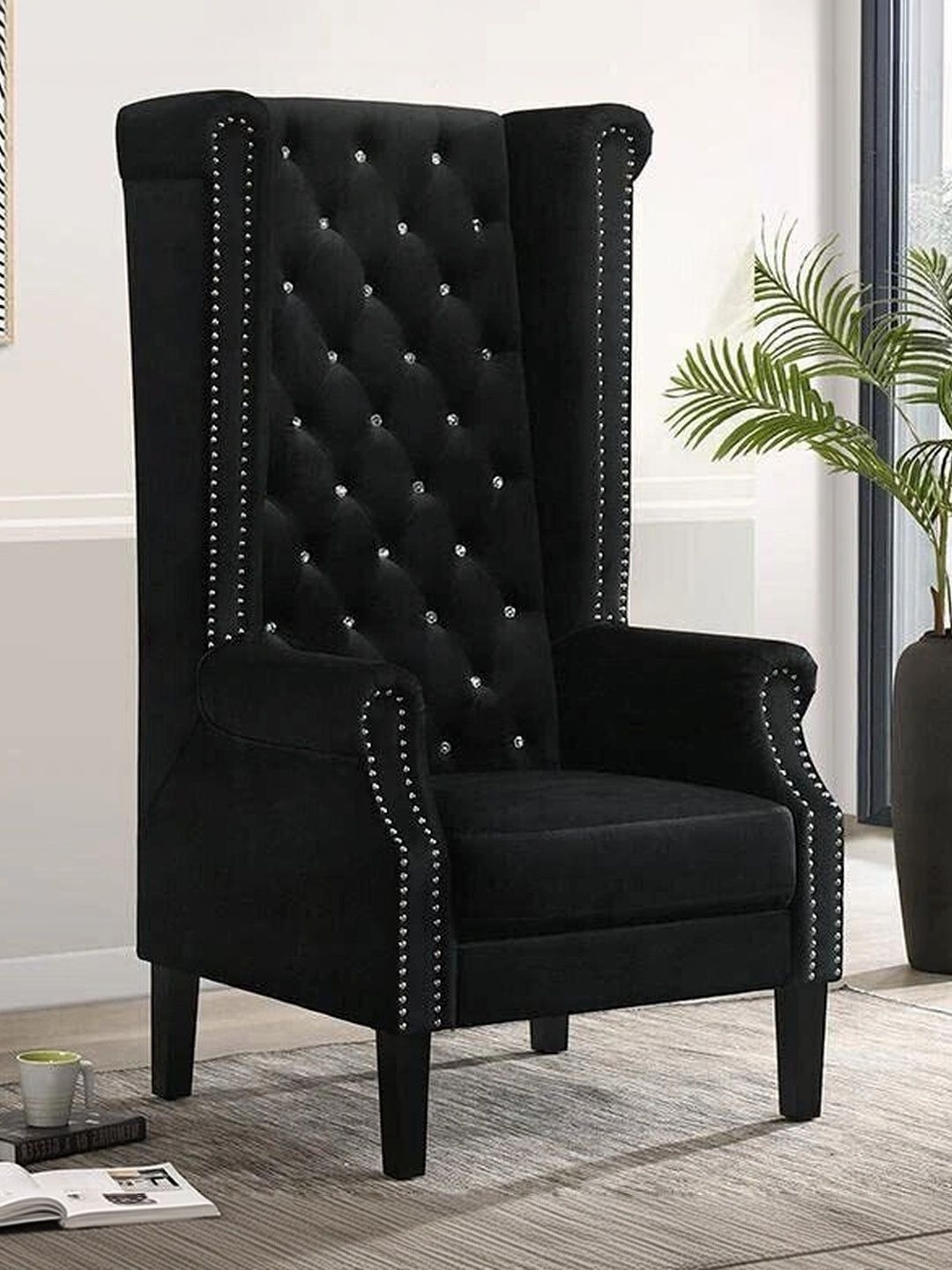 INDIAWOODMART Black Wooden Lounge Chair-picture-7