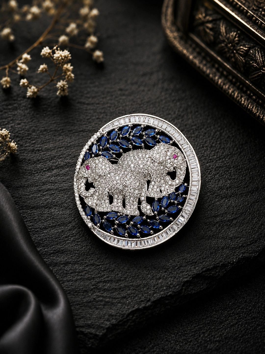 TREEMODA Blue Plated Brass Brooch-picture-1