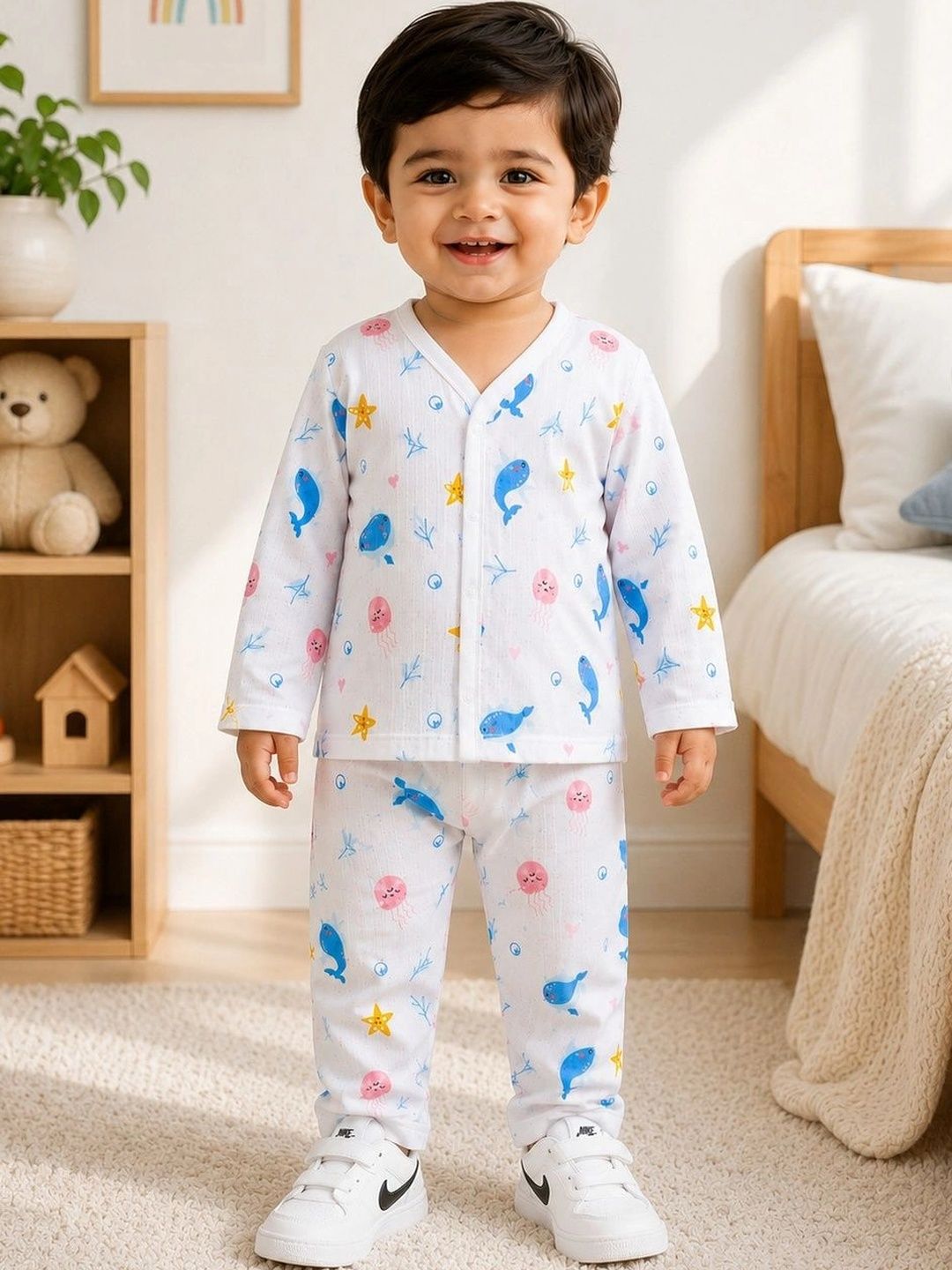 KiddieKa Unisex Kids Printed T-shirt with Trousers-image-40