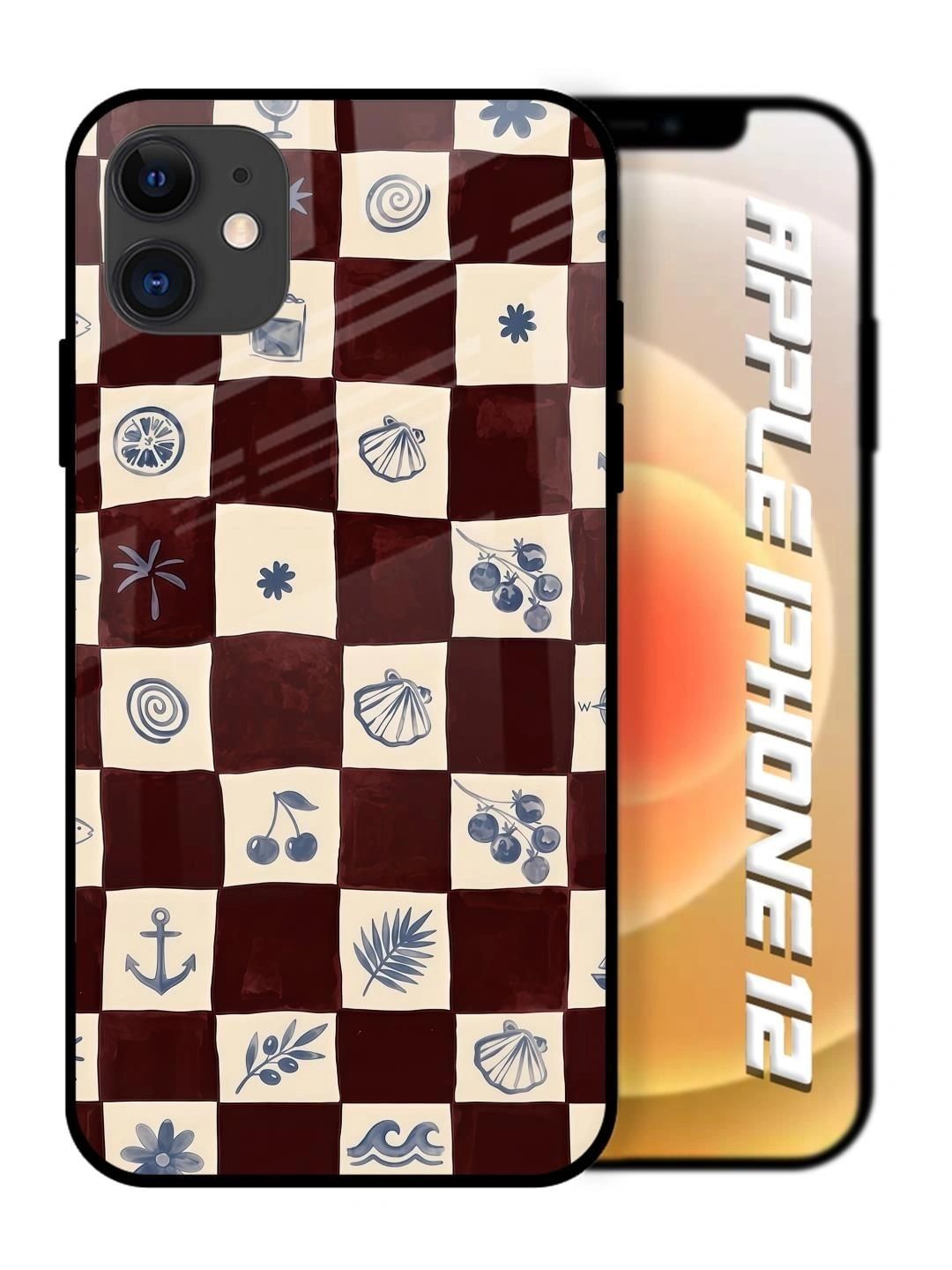 QRIOH Geometric Printed iPhone 12 Back Case Mobile Accessories-picture-49
