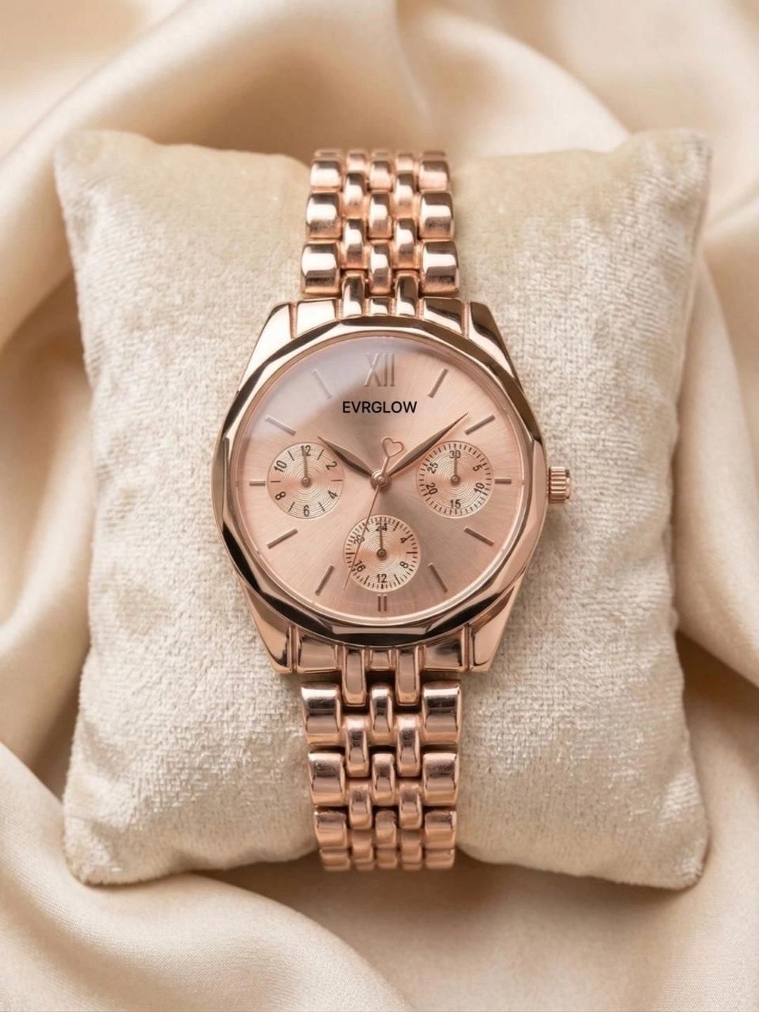 EVRGLOW Women Dial & Stainless Steel Bracelet Style Straps Analogue Multi Function Watch ERW-45-ROSE GOLD-image-19