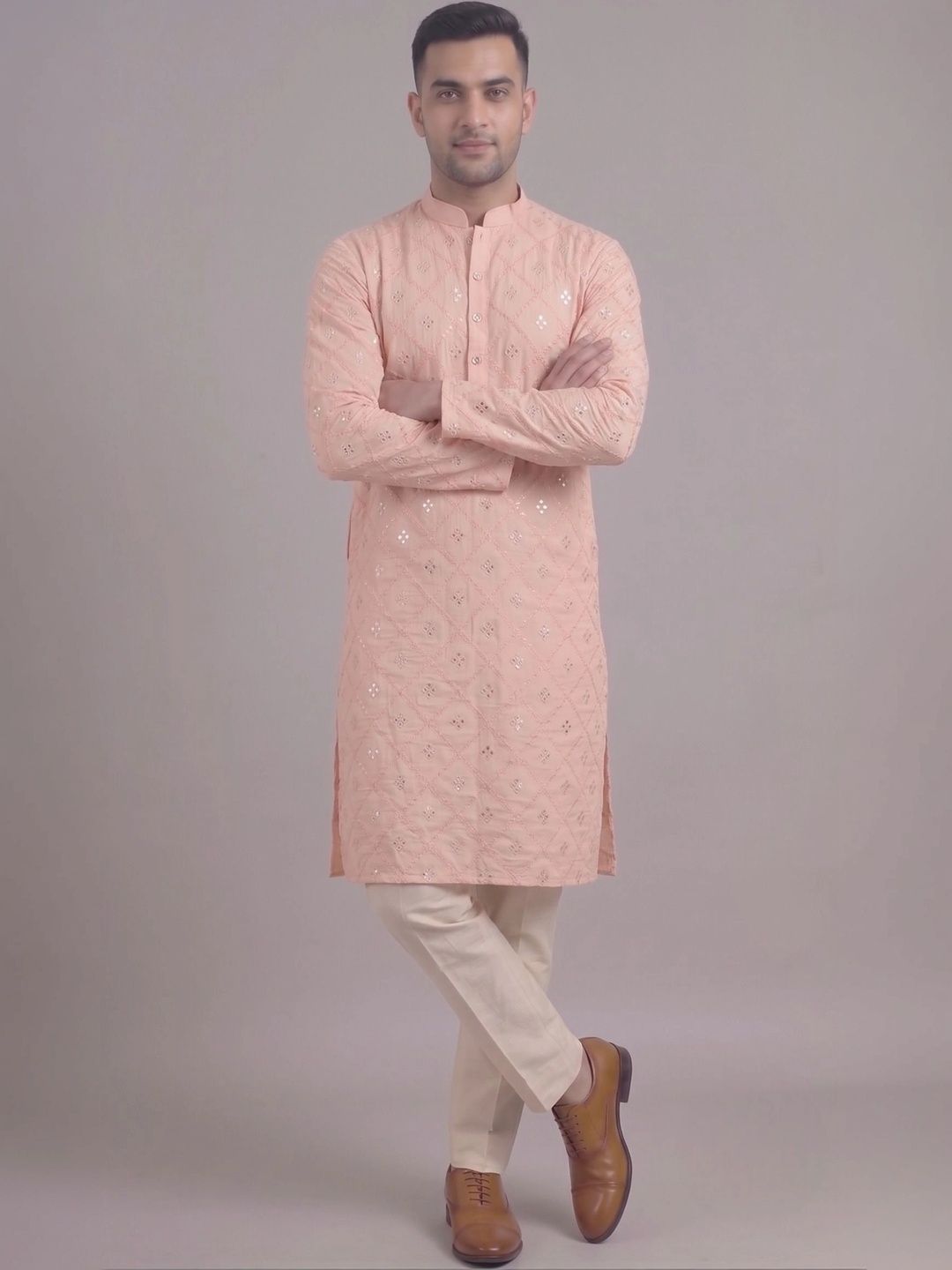 CHIRASVI Men Embellished Mirror Work Kurta-picture-30
