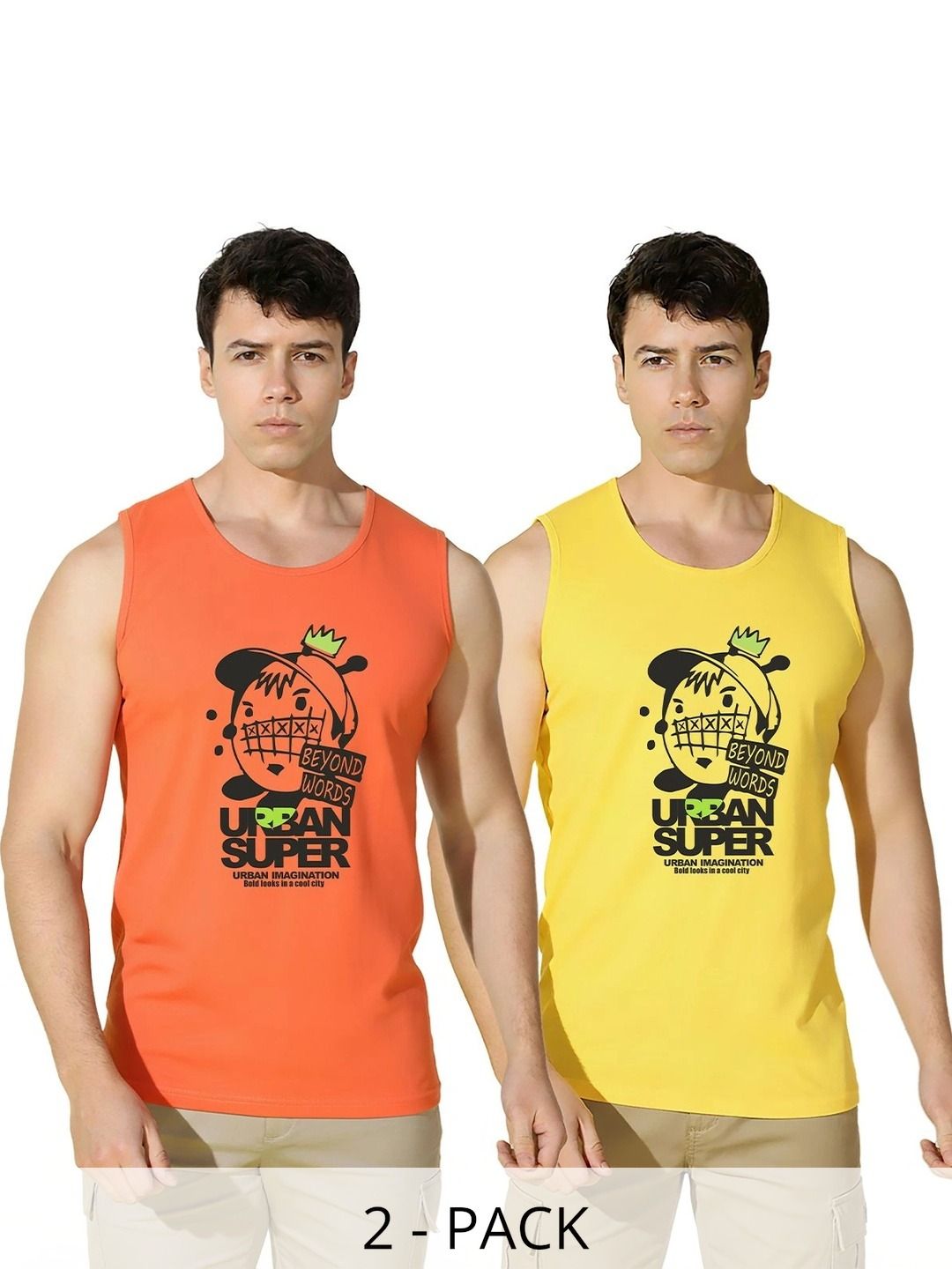 SLOWLORIS Pack of 2 Printed Cotton Tank-picture-39