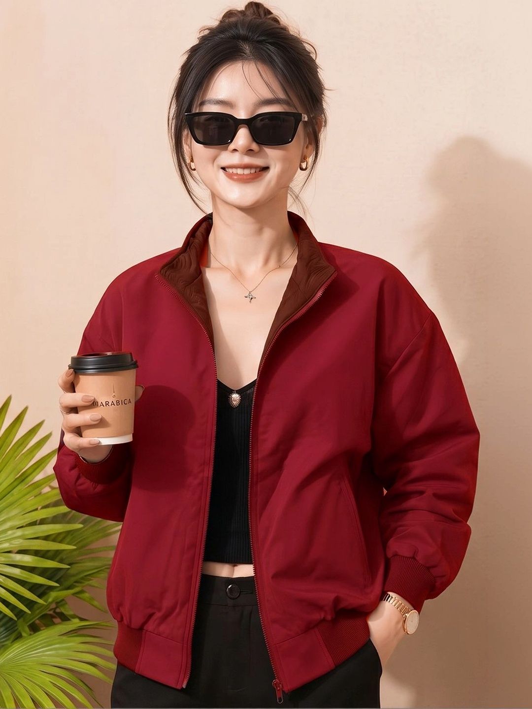 Moda Rapido Women Reversible Bomber Jacket-picture-43