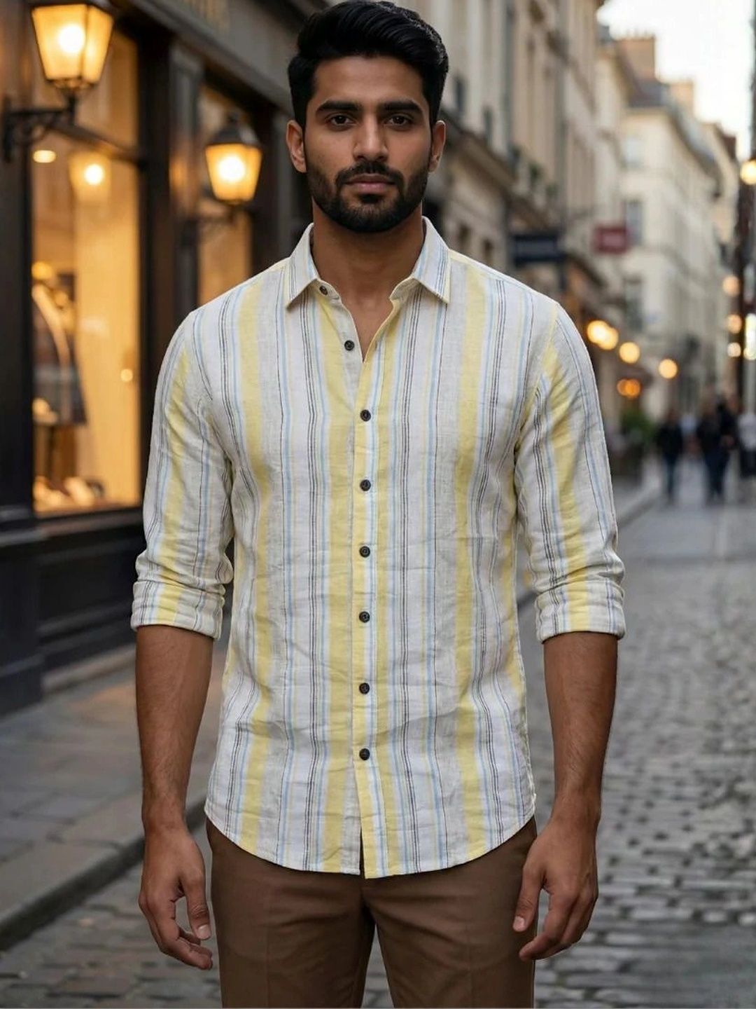 KAPDASALE Men Relaxed Striped Casual Shirt-picture-22