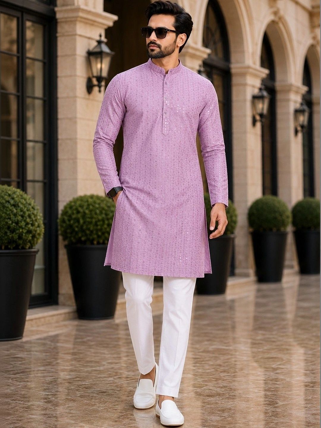 SKYWORRIX Men Embellished Sequinned Kurta-picture-42