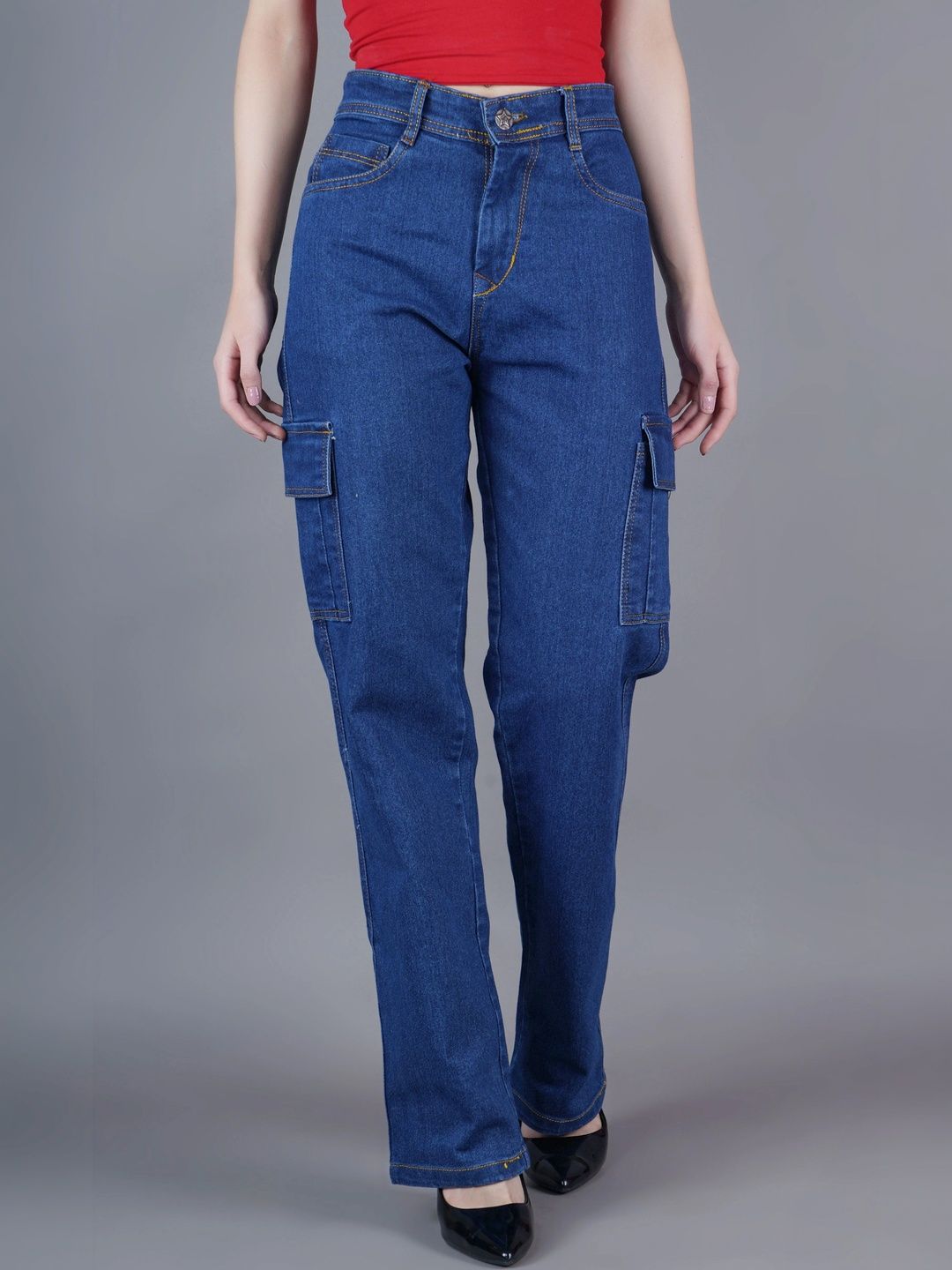 HERE&NOW Women Classic High-Rise Cargos Trousers-picture-31