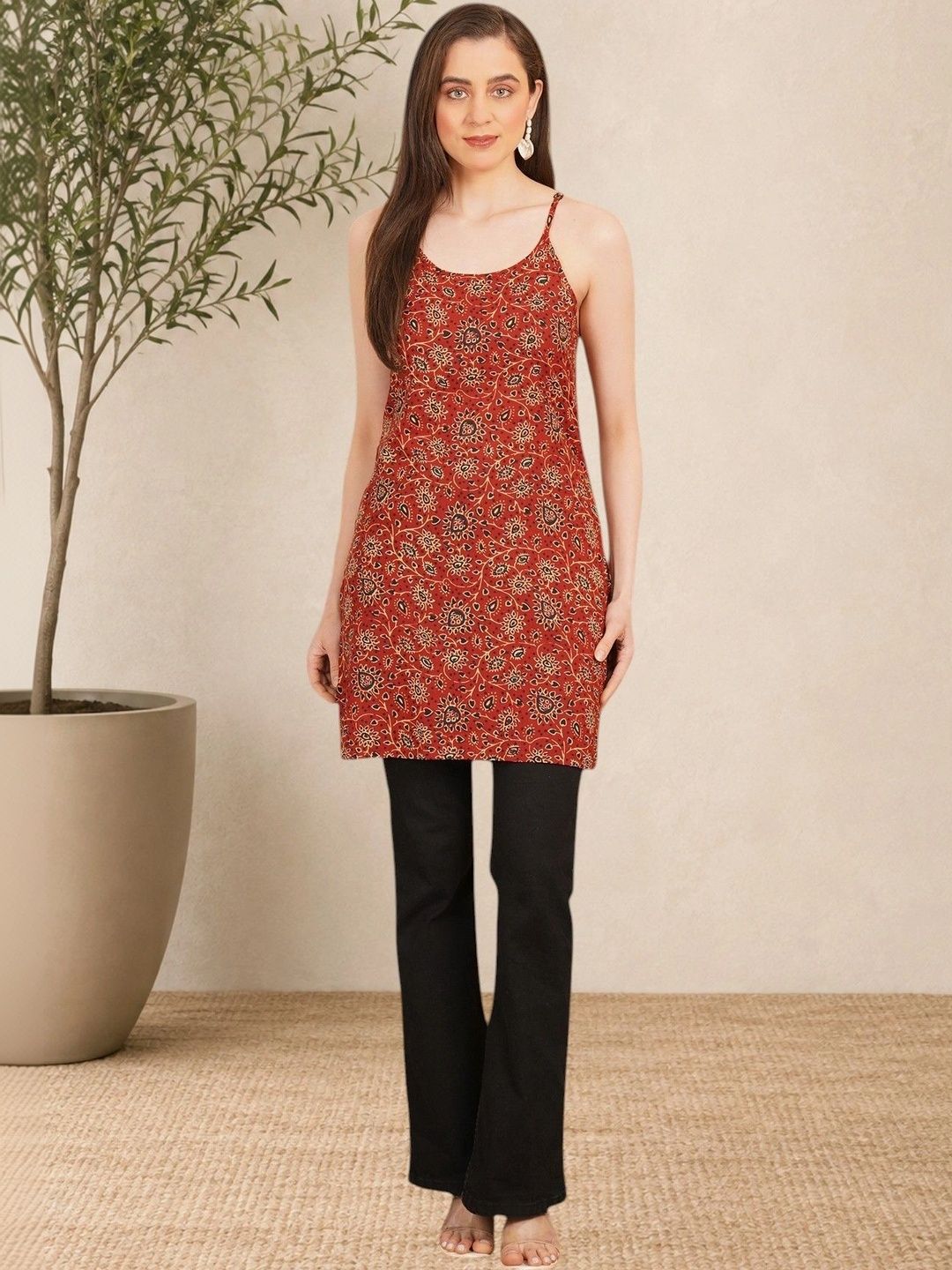 Sangria Print Ethnic Cotton Blend Top-picture-37