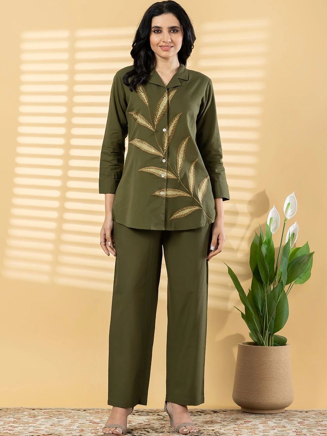 Readiprint Cotton Embroidered Shirt with Palazzos-image-13