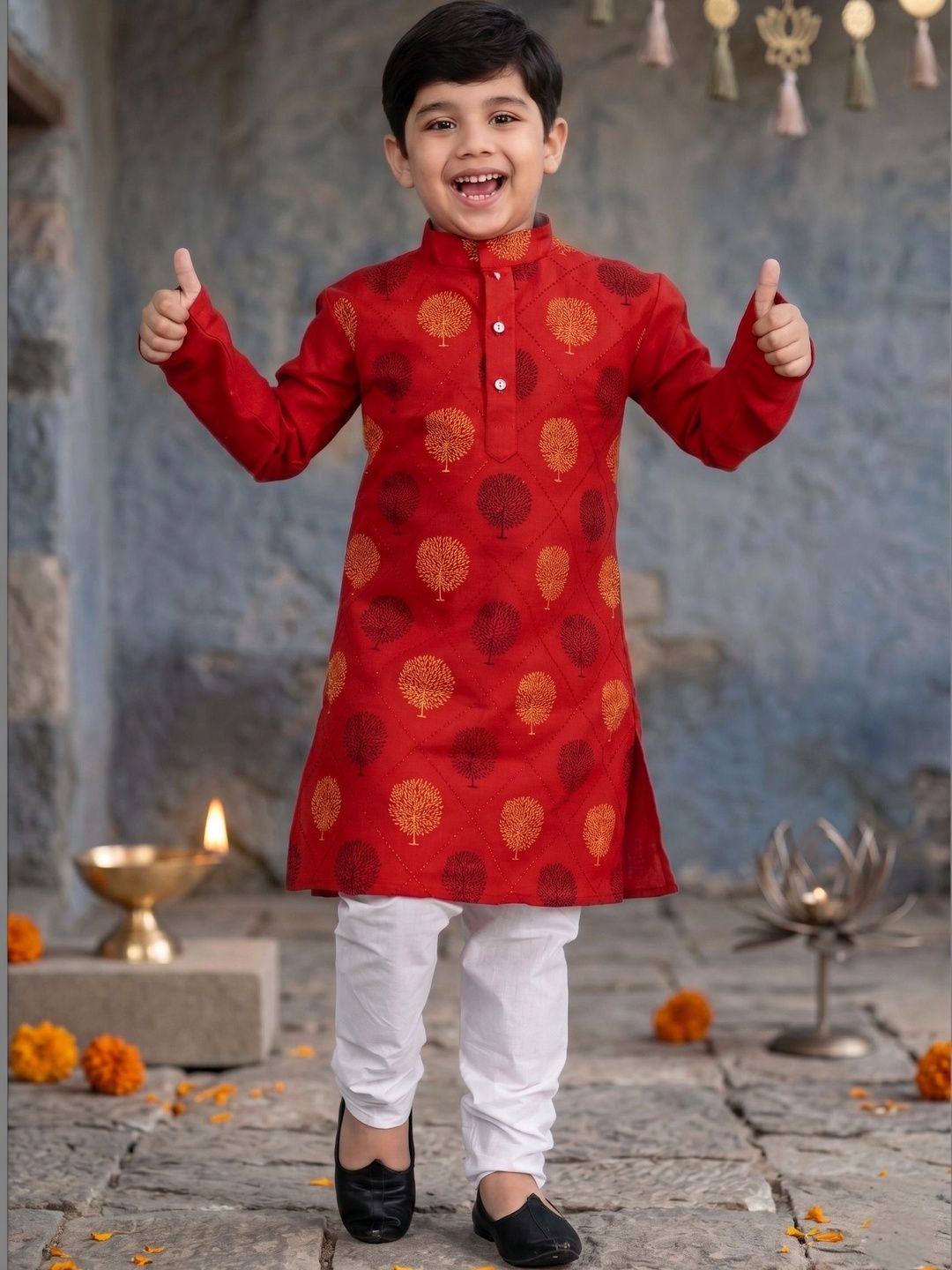 HUMAN CHOICE Boys Ethnic Motifs Printed Regular Kurta with Pyjamas-picture-28