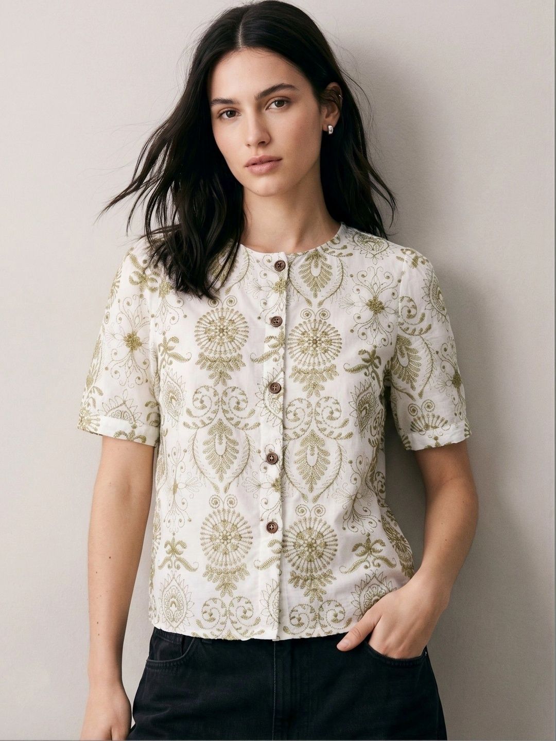 Outzidr Embroidered Ethnic Top-picture-25