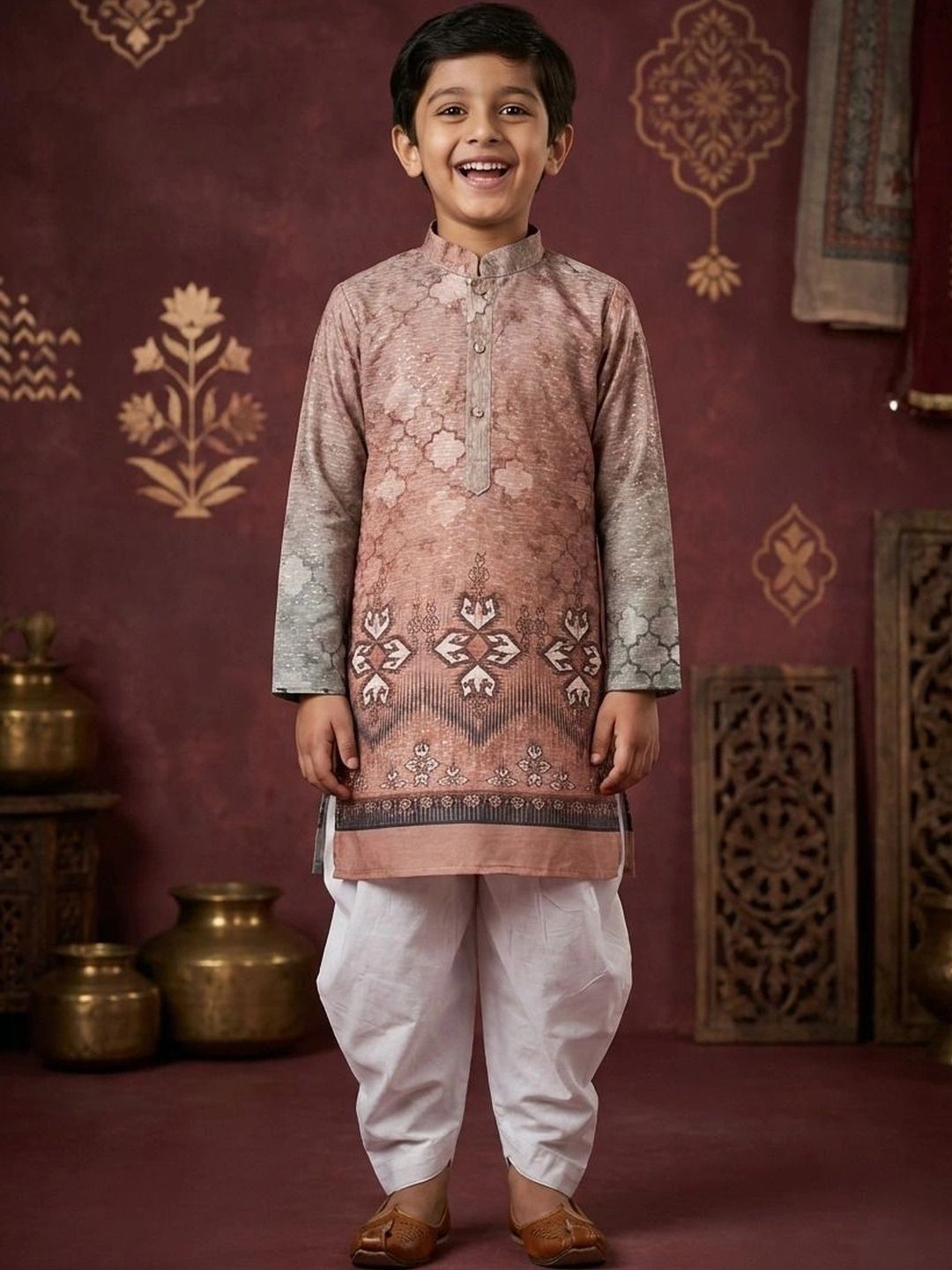 HUMAN CHOICE Boys Ethnic Motifs Printed Regular Kurta with Dhoti Pants-picture-25