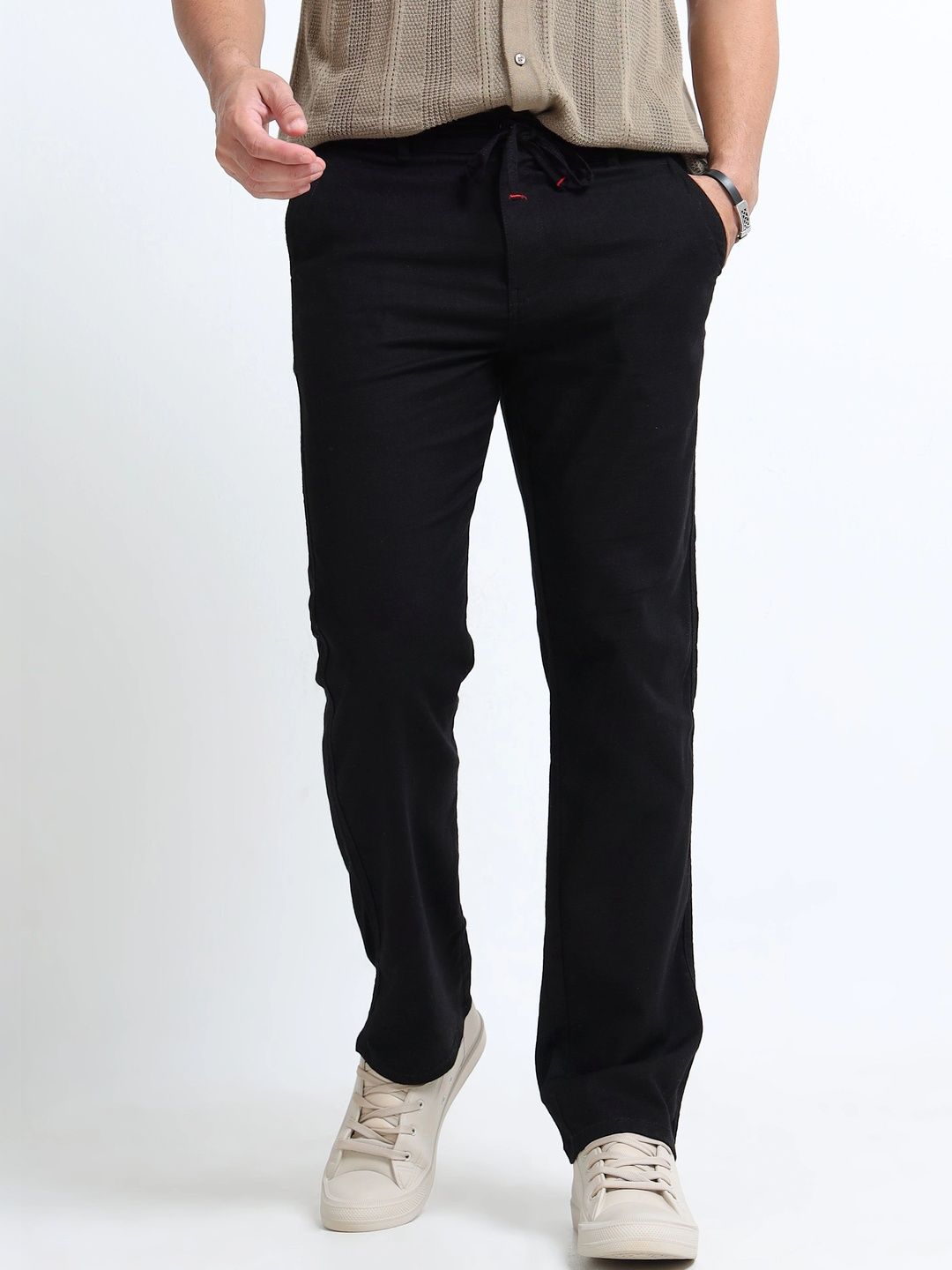 Metronaut Men Straight Fit High-Rise Easy Wash Trousers-image-18