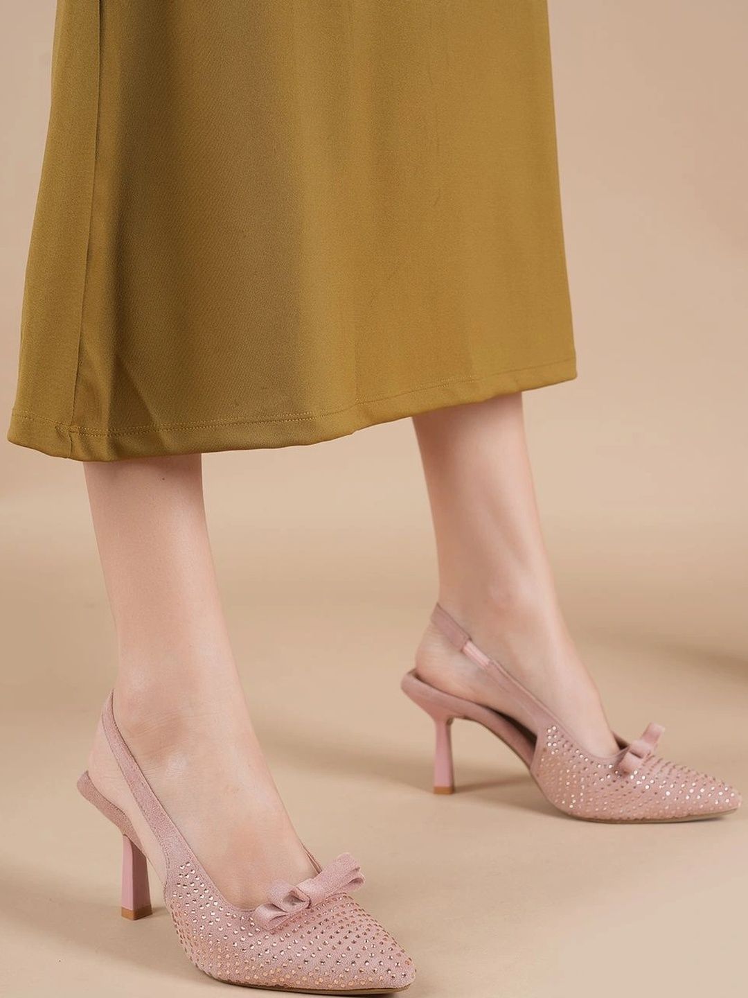 BELVE PARIS Embellished Slim Heeled Pumps with Bows-picture-55