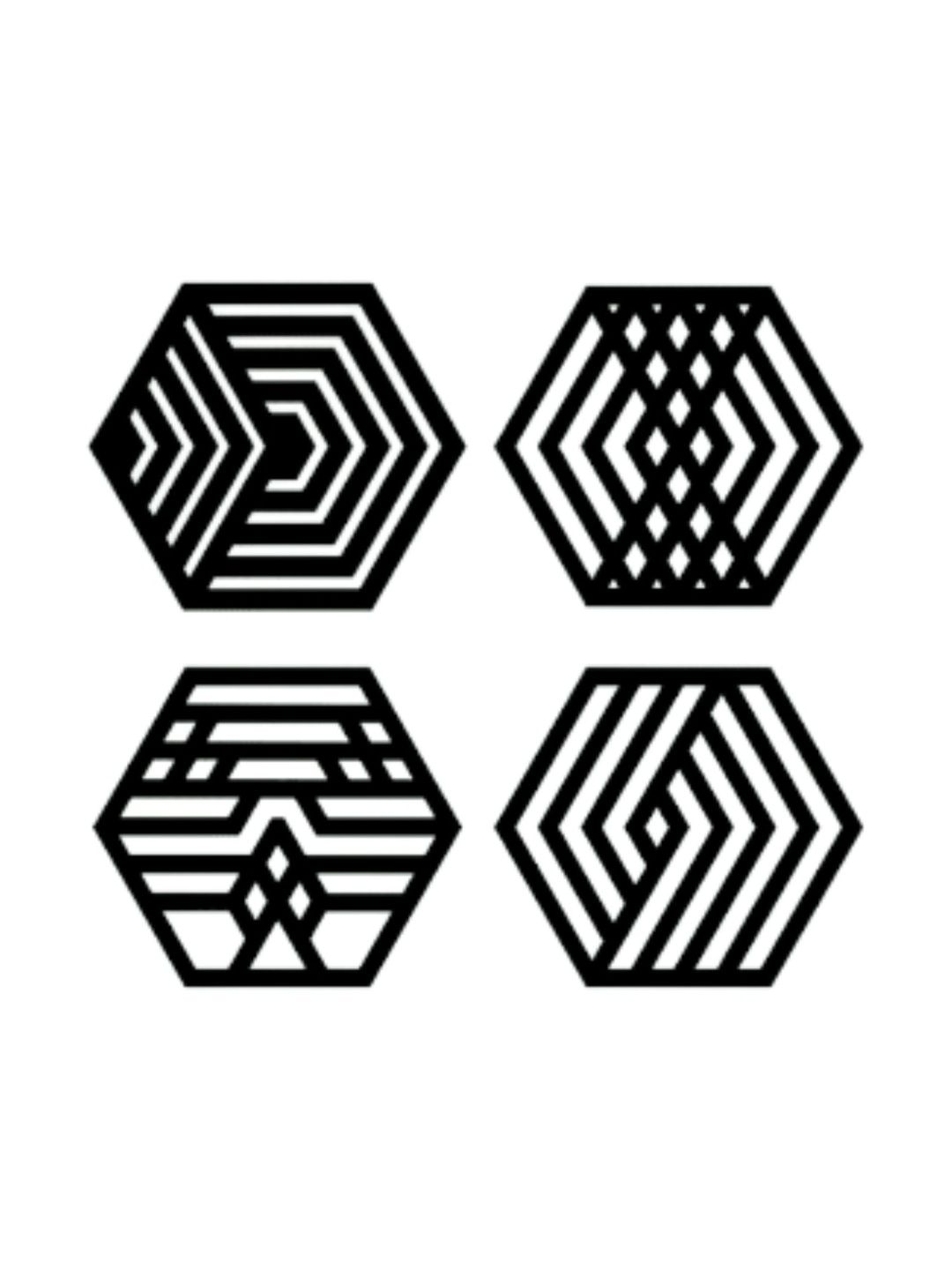 MECC 4-Pcs Black Metal Hexagon Geometric Wall Decor-image-37