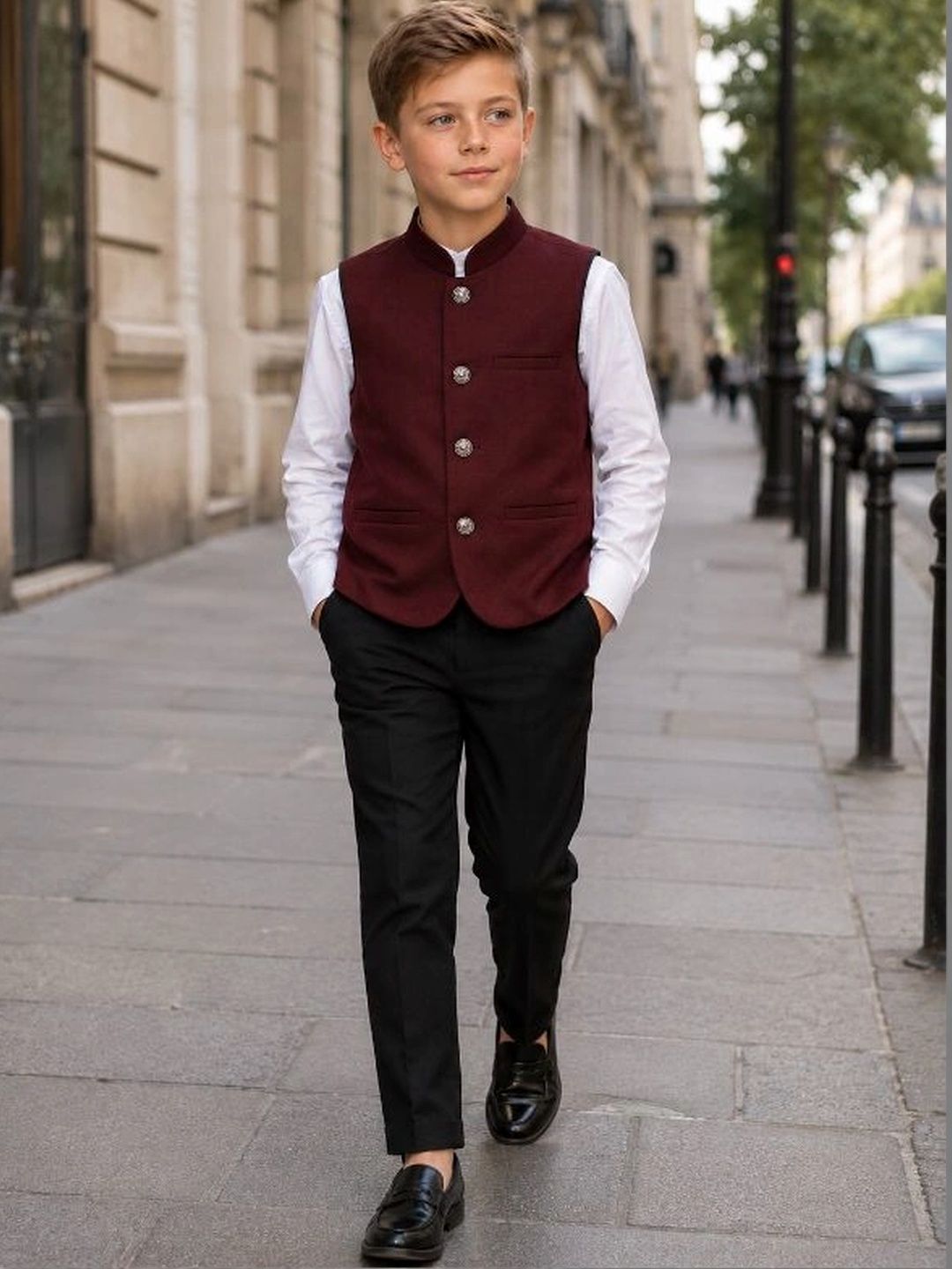 Sparklepop Boys Mandarin-Collar Woven Nehru Jackets-picture-32