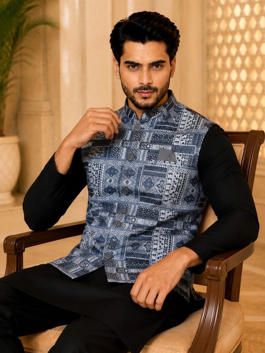 WANAS Printed Brocade Nehru Jackets-picture-51