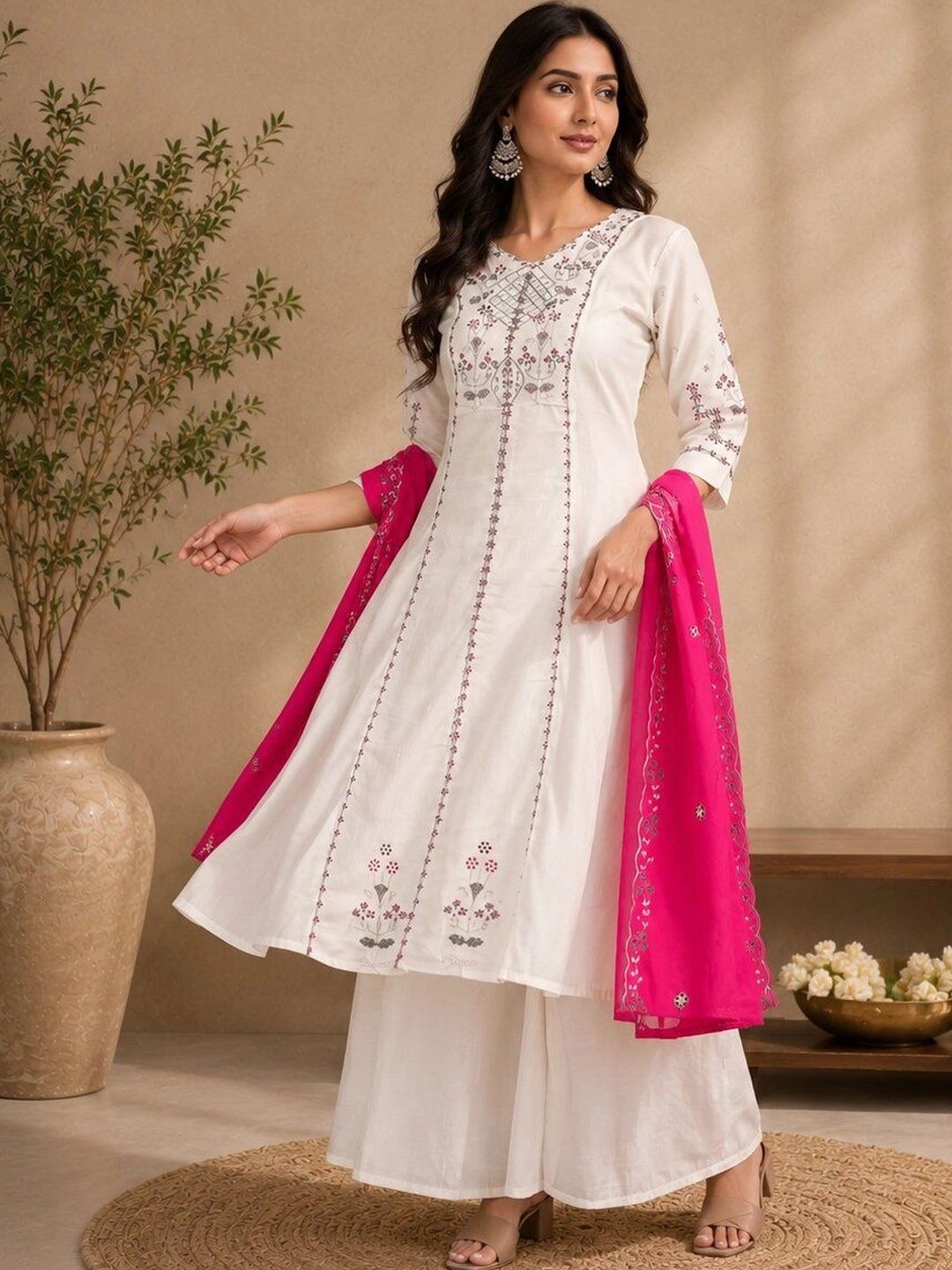 Dropped Ethnic Motifs Embroidered Thread Work Thread Work Kurti-picture-31
