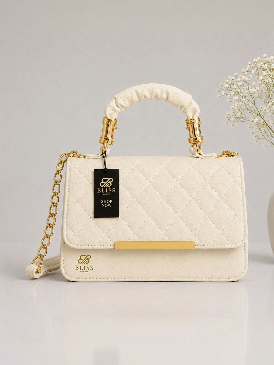 BLISS BOMBAY PU Structured Handheld Bag with Quilted-picture-10