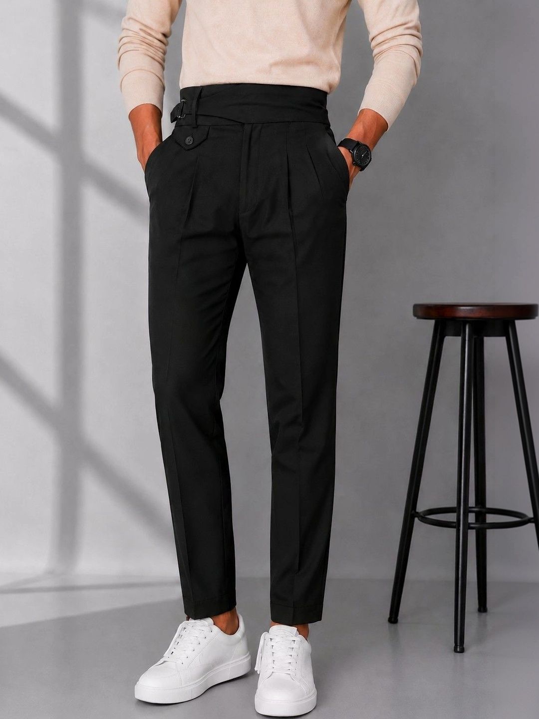 el cielo Men Tailored Easy Wash Pleated Trousers-picture-53