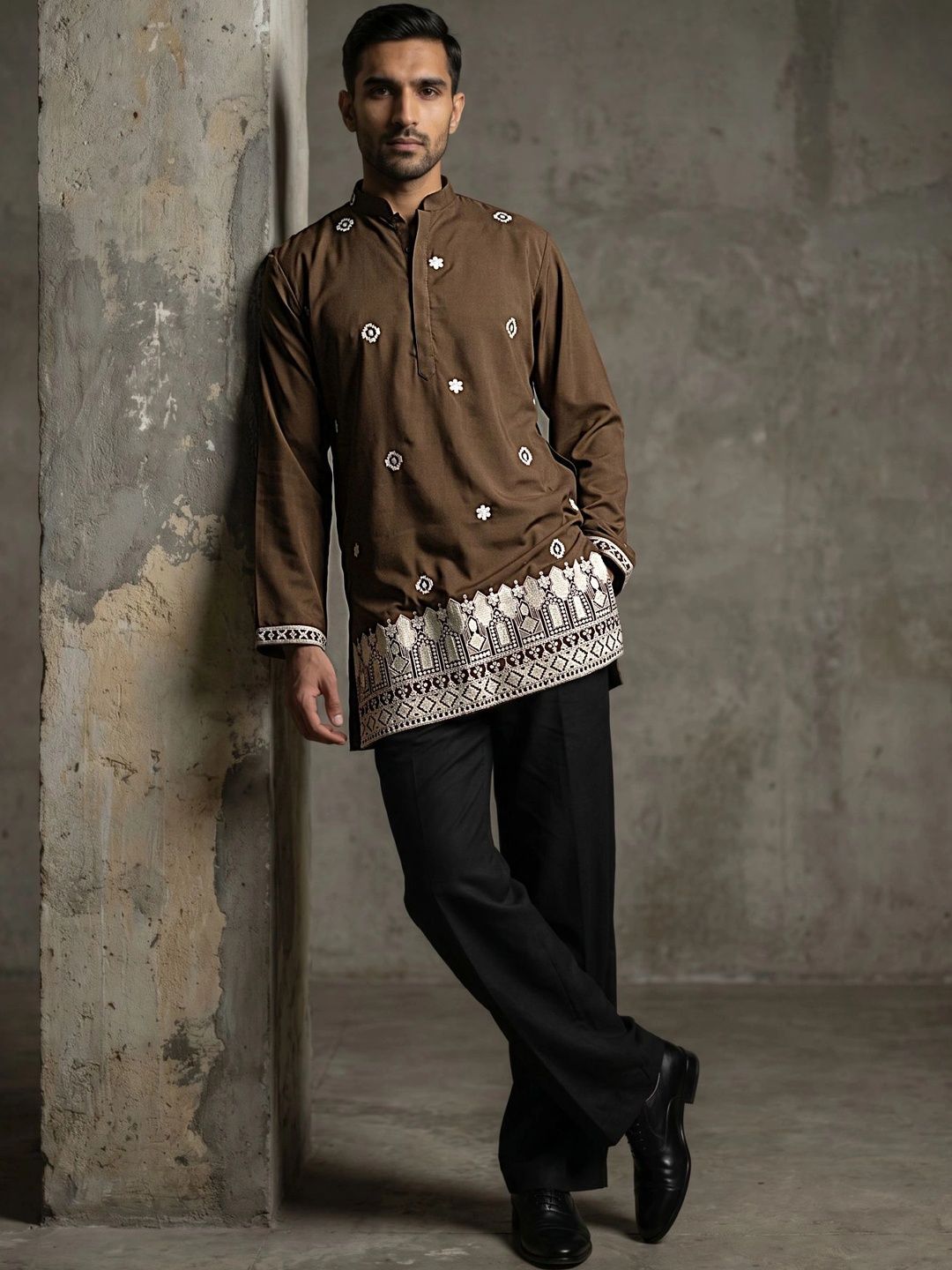 Jompers Men Ethnic Motifs Embroidered Regular Thread Work Kurta with Pyjamas-picture-34