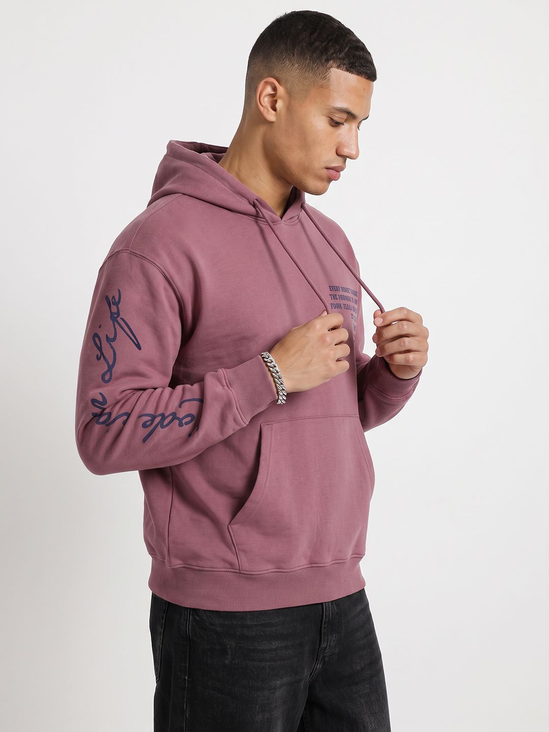 The Roadster Life Co. Relaxed Fit Typography Printed Hooded Sweatshirt-picture-32