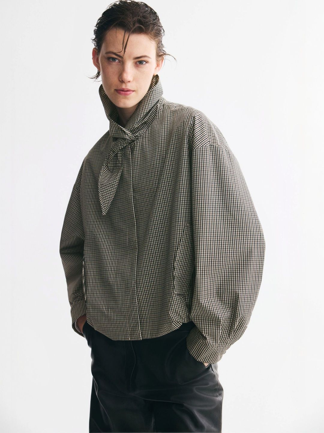 H&M Women Checked Bomber Jacket-picture-20