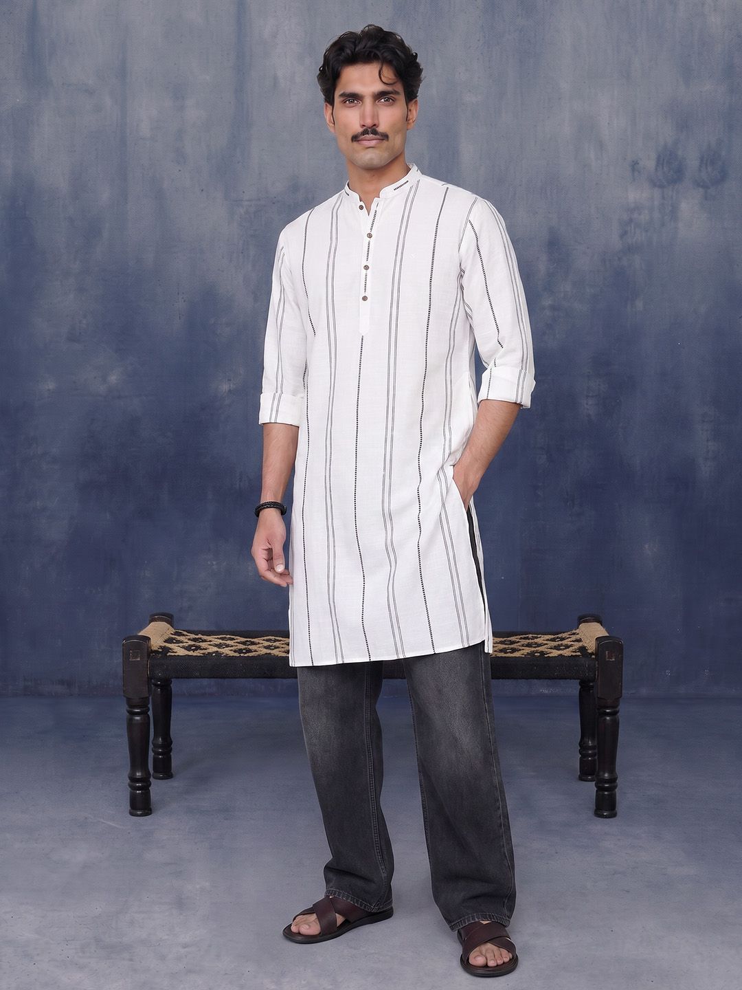 Taavi Woven Legacy Striped Kurta-image-24