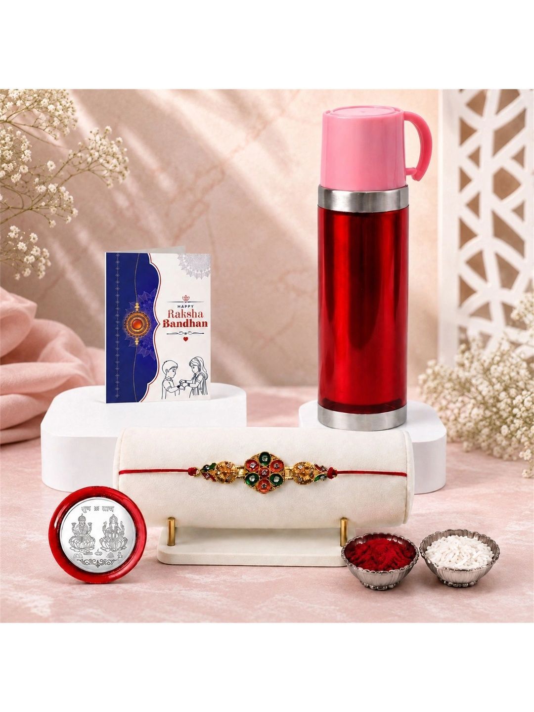Myntra Elegant Homes Set of 6 Rakhi Gift Set With Silver Coin, Greeting Card & Roli Chawal-picture-10