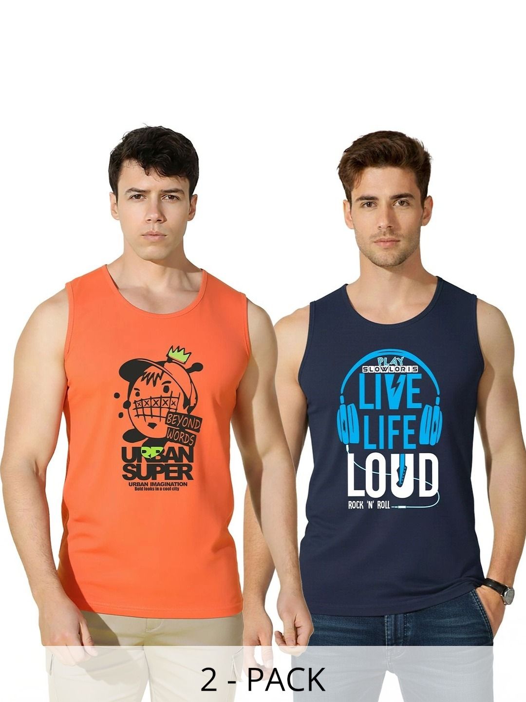 SLOWLORIS Pack of 2 Printed Cotton Gym Vest-picture-51