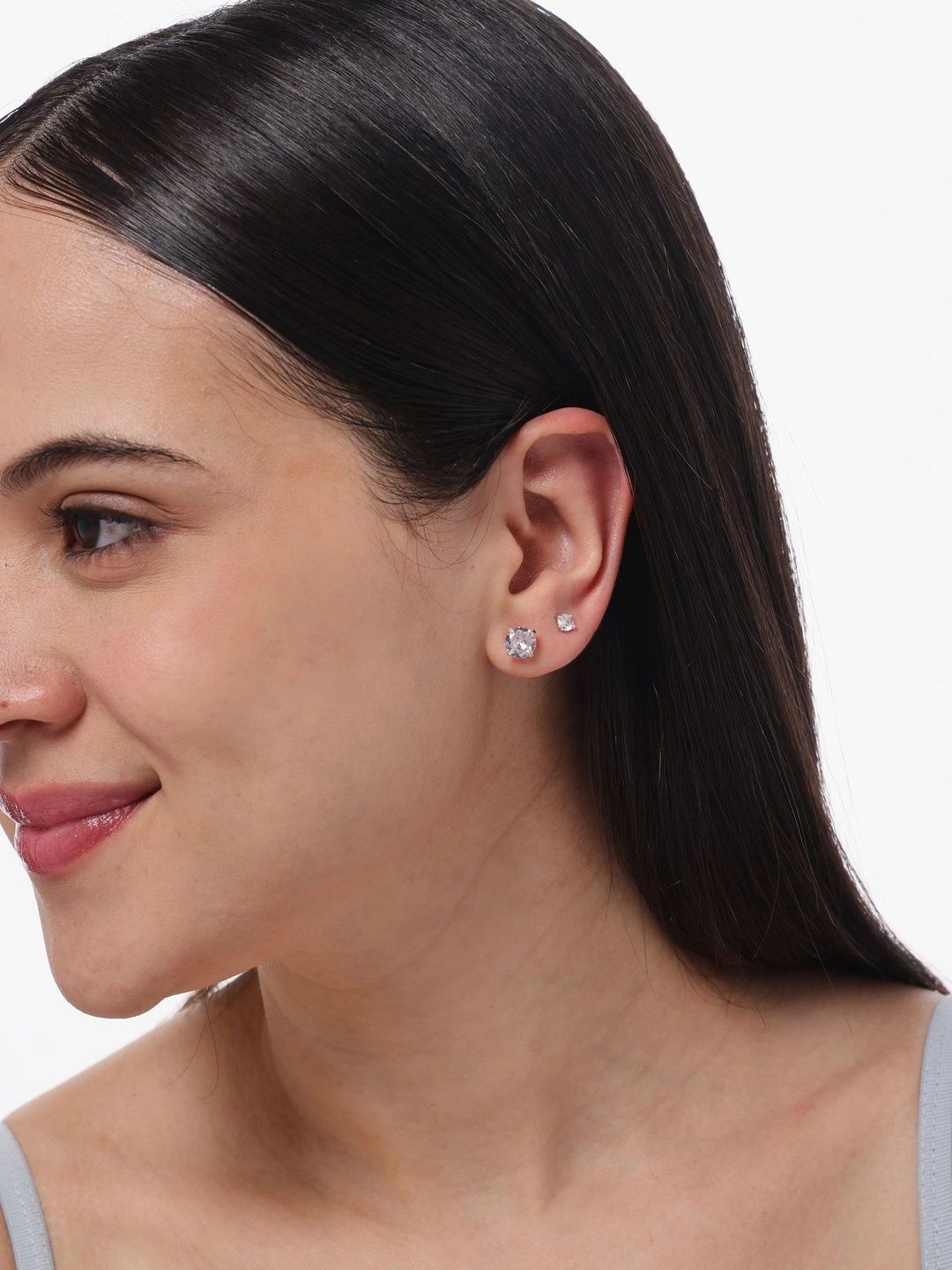 Sucra Women Real Silver Micron Anti-Tarnish Cubic zirconia Round western Stud Earrings-picture-36