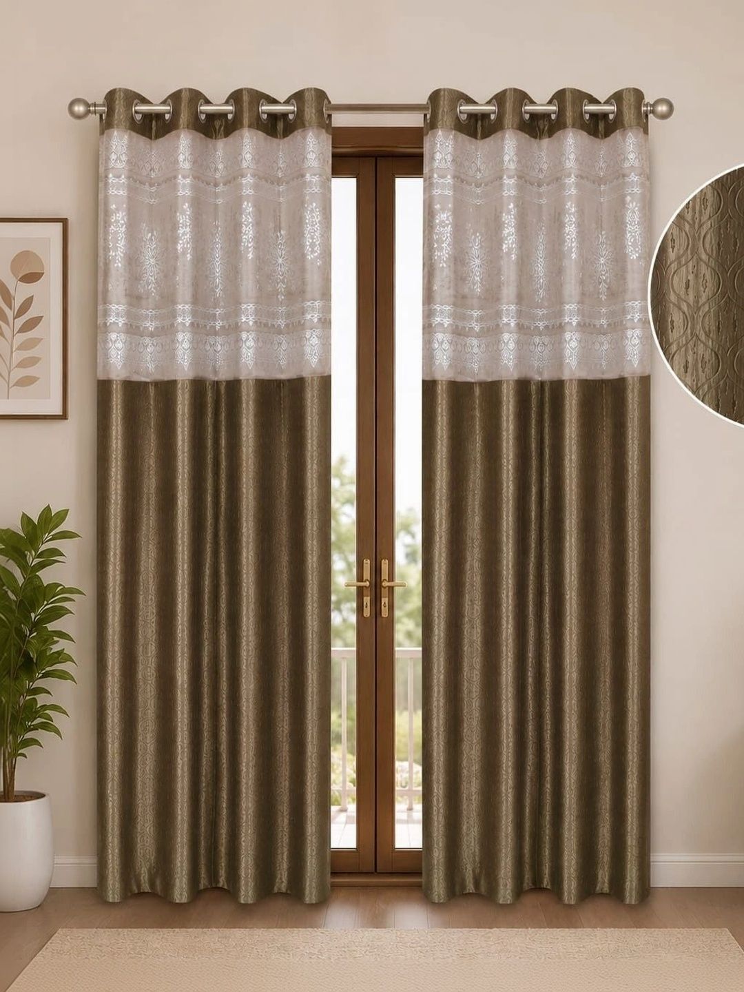 VRINDAKUL Multicoloured Set of 2 Sheer Door Curtain-picture-23