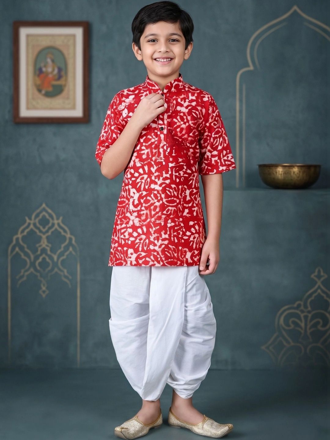 TAKE STYLE Boys Printed Regular Pure Cotton Kurta with Dhoti Pants-picture-25