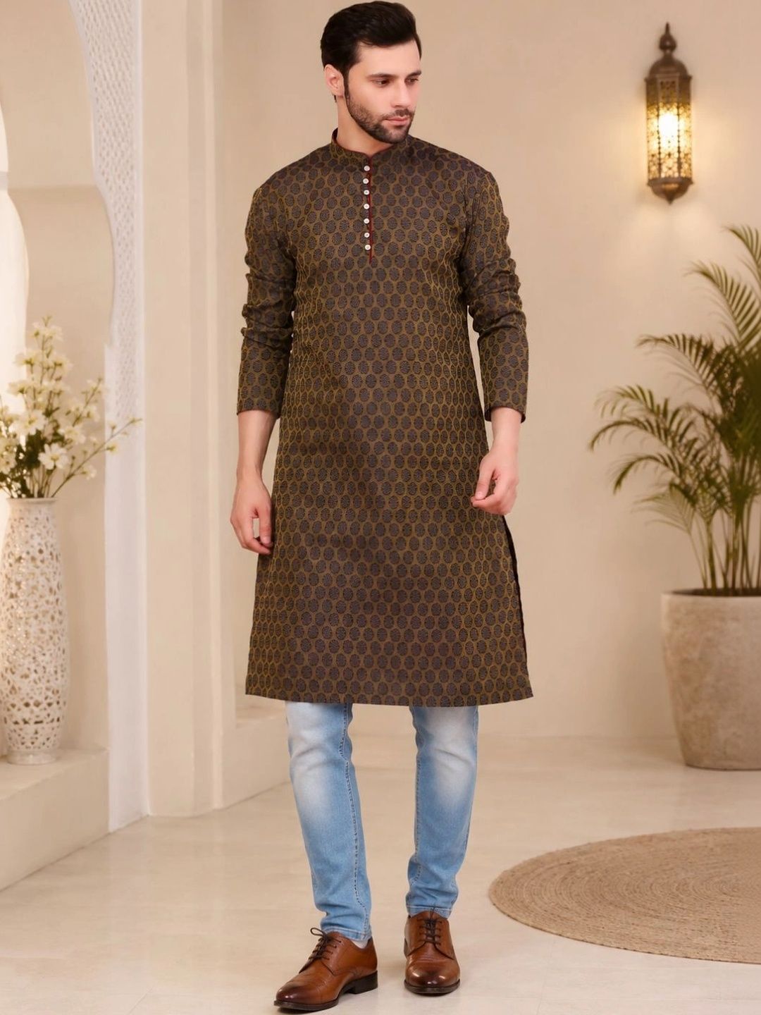 Sydney Heights Men Jacquard Kurta-picture-51