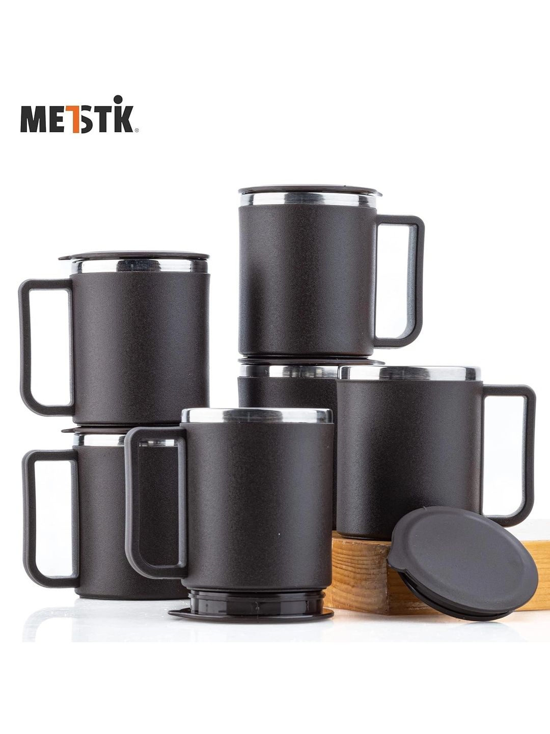 METSTIK Brown Solid Stainless Steel Matte Mugs Set of Cups and Mugs-image-16