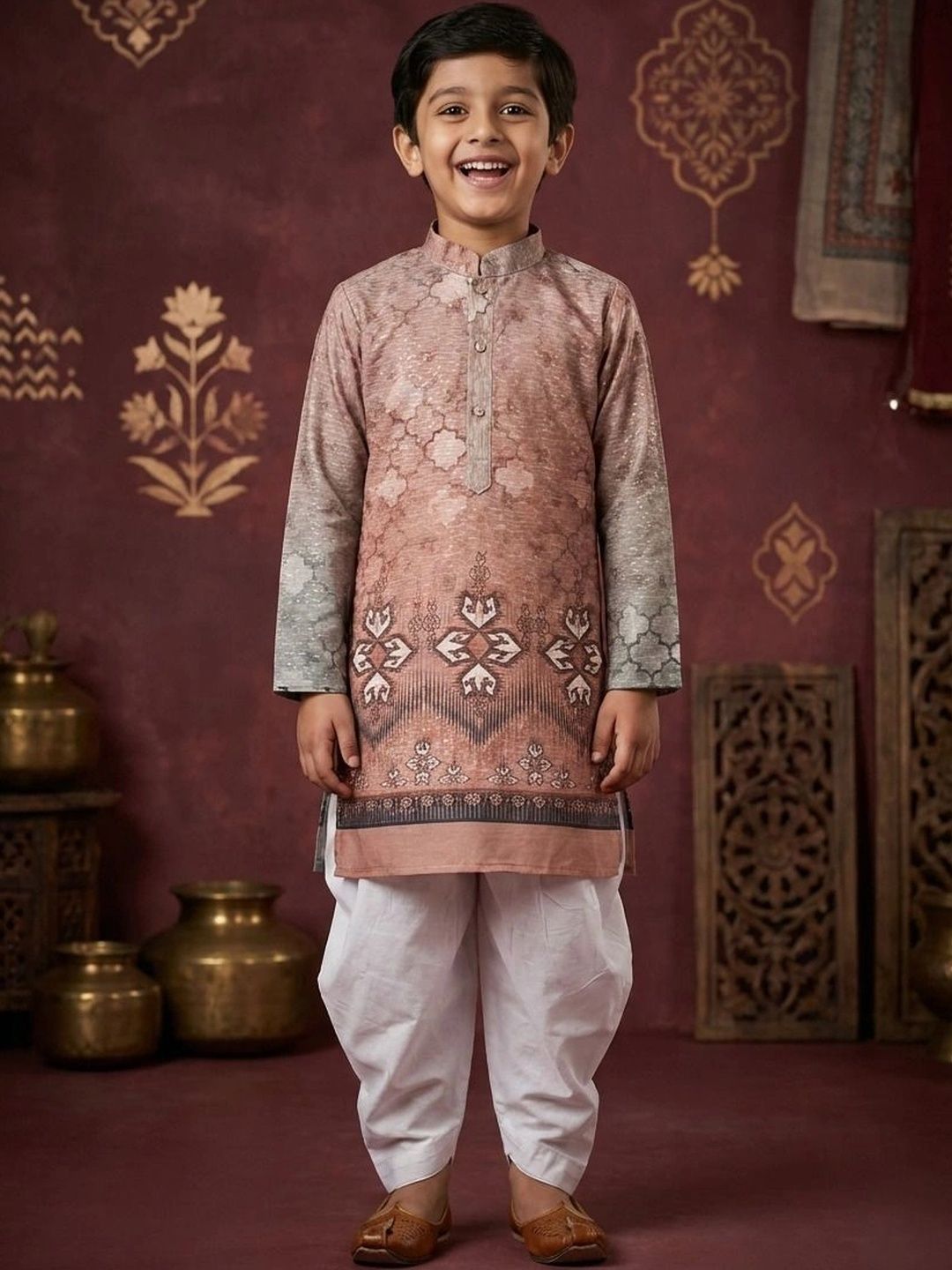 TAKE STYLE Boys Ethnic Motifs Printed Regular Kurta with Dhoti Pants-picture-35