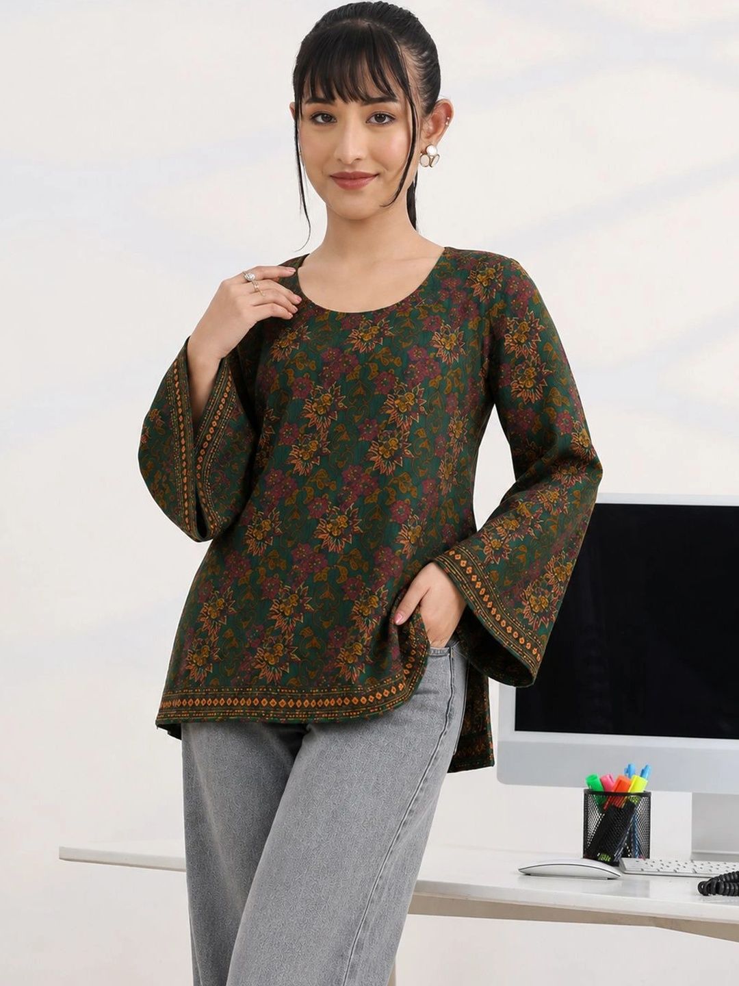 Anouk Floral Printed Flared Sleeves Kurti-picture-20