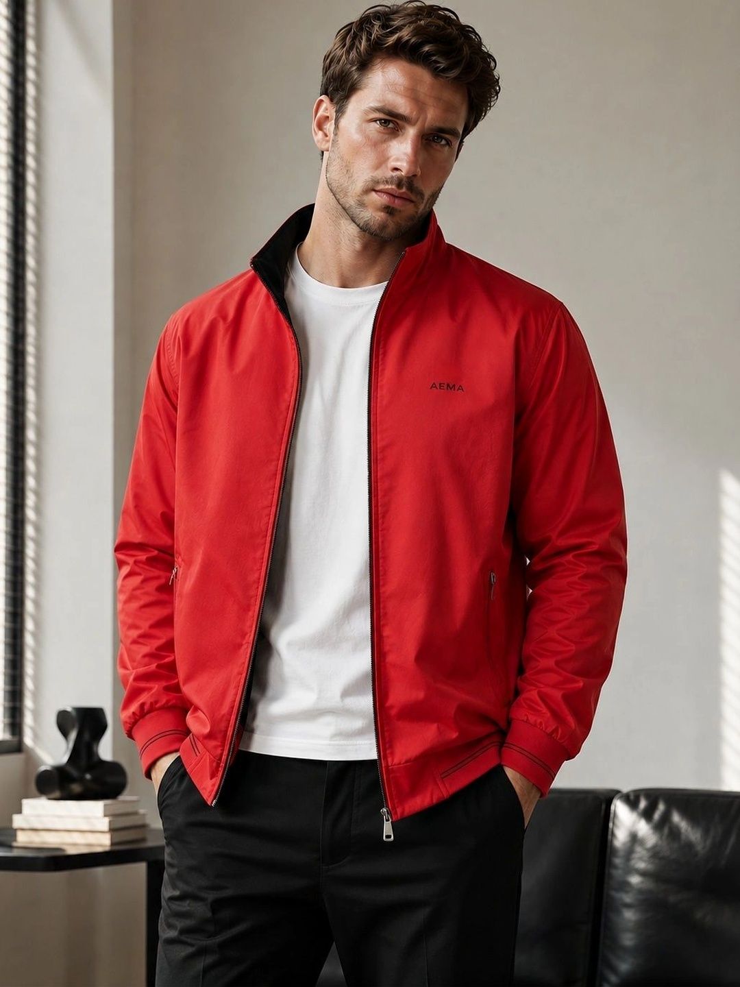 AEMA Men Lightweight Training or Gym Bomber Jacket-image-49