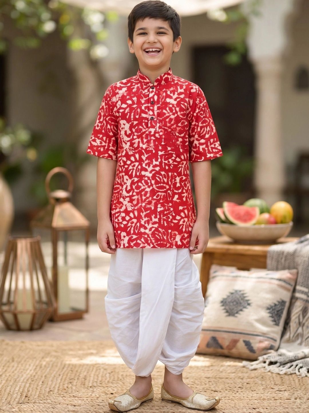 Cae Boys Ethnic Motifs Printed Regular Pure Cotton Kurta with Dhoti Pants-image-33