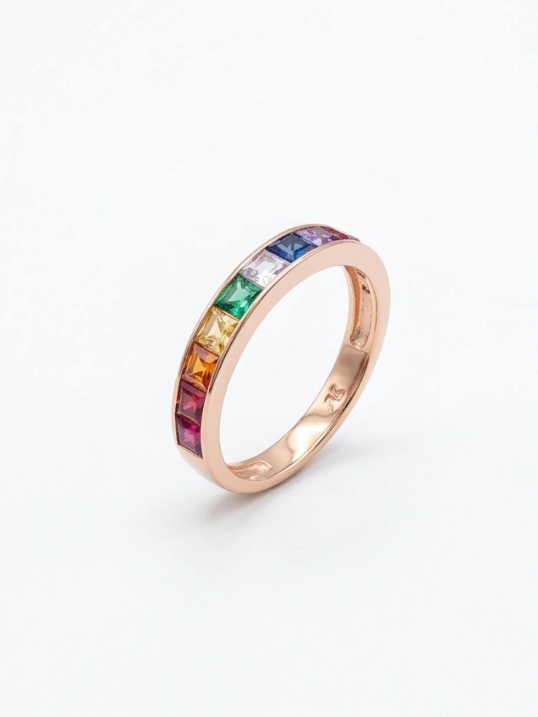 Stone Story By Shruti Women Sterling Silver Rose Gold-Plated Cubic Zirconia Finger Ring-image-20
