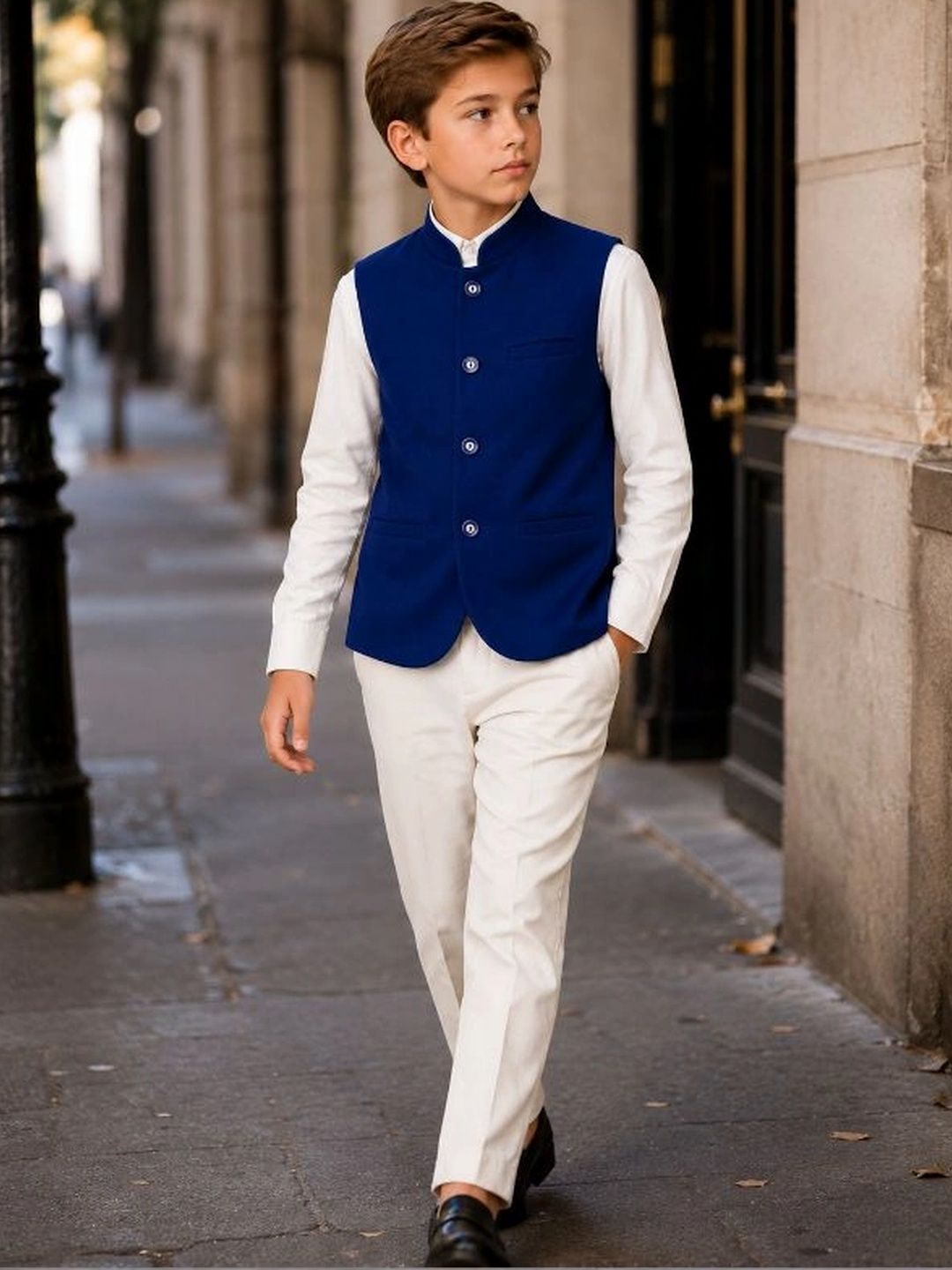 Sparklepop Boys Mandarin-Collar Woven Nehru Jackets-picture-33