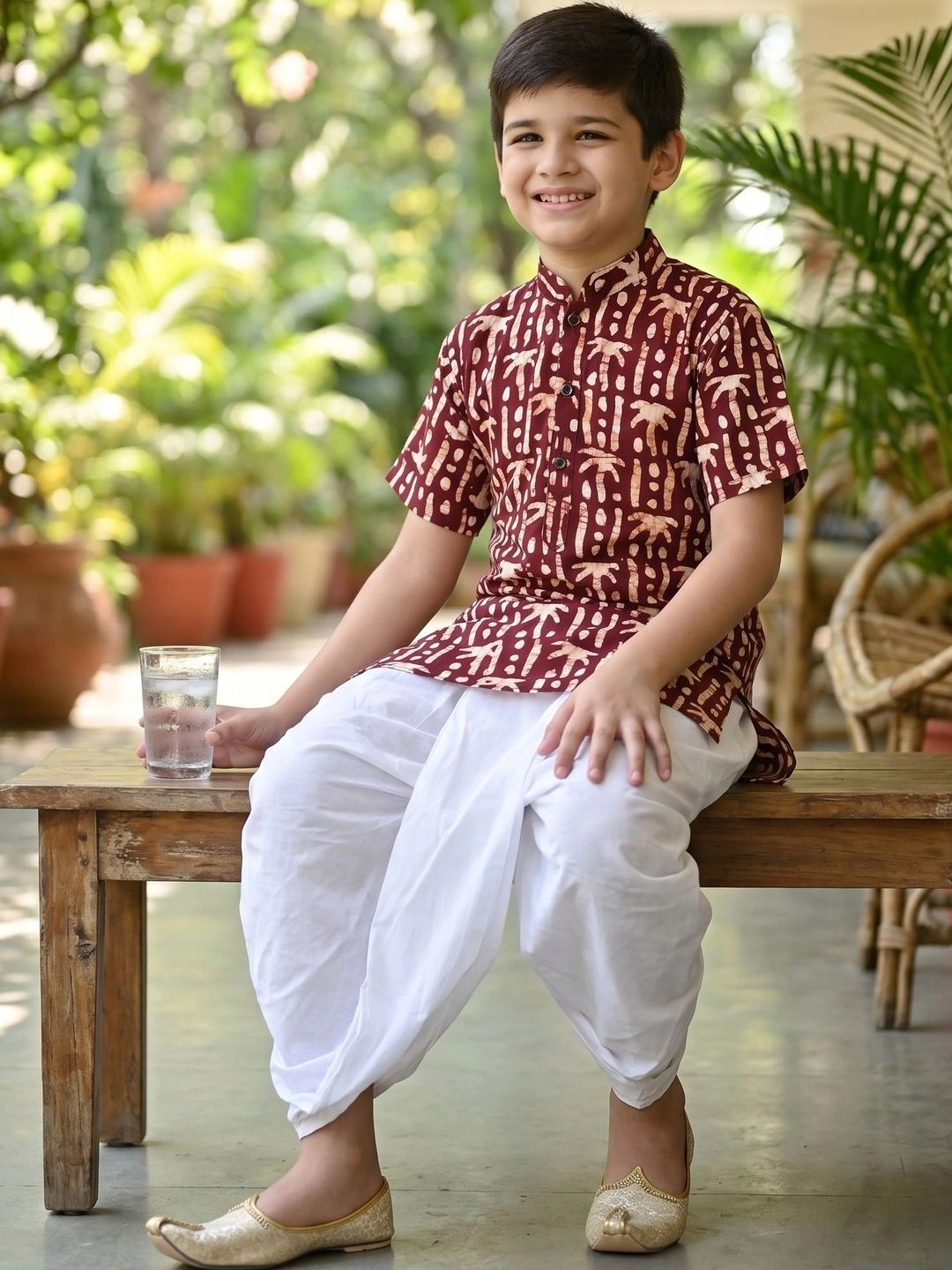NFC CREATION Boys Ethnic Motifs Printed Regular Pure Cotton Kurta with Dhoti Pants-picture-16